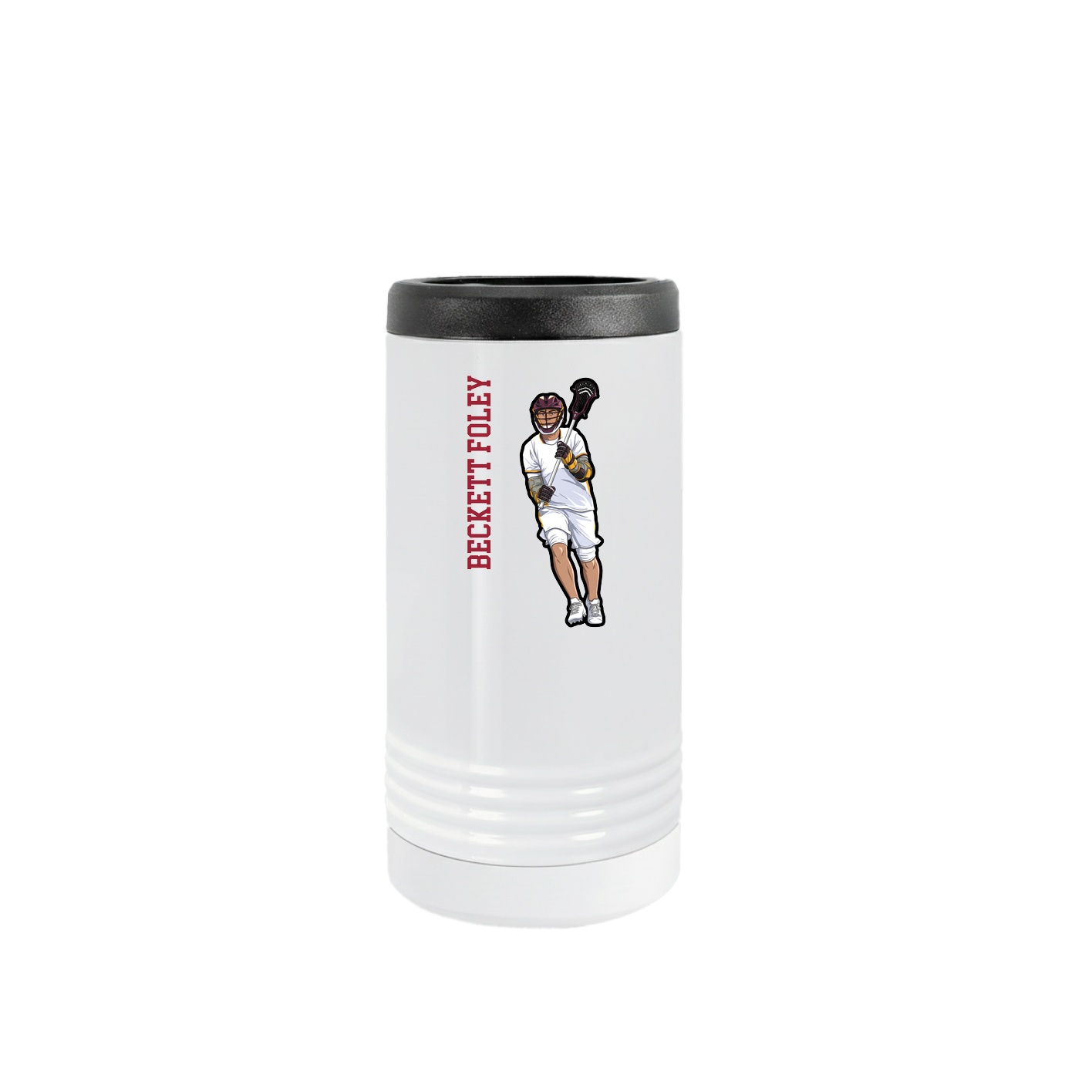 Slim Beverage Holder — Name Vertical in White