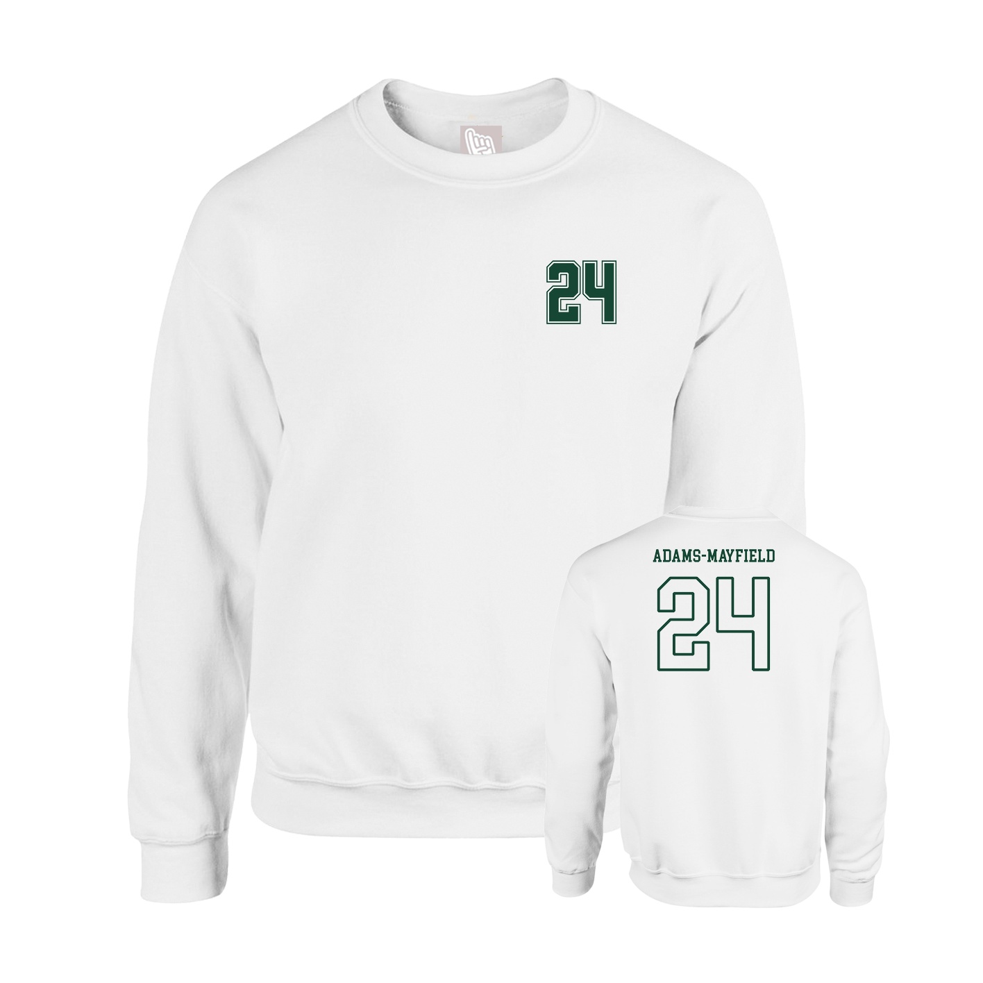 Fleece Crew — Chest Back in White