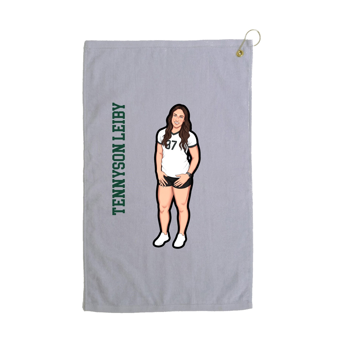 Golf Towel — Name Vertical in Grey