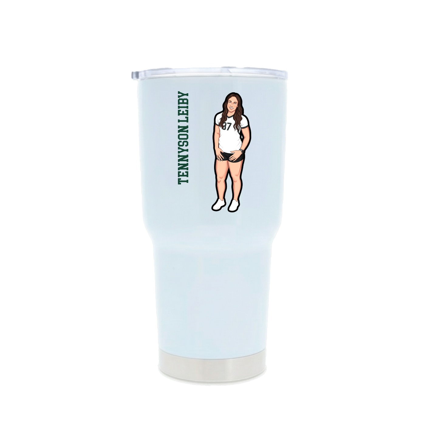 30oz Stainless Steel Tumbler — Name Vertical in White