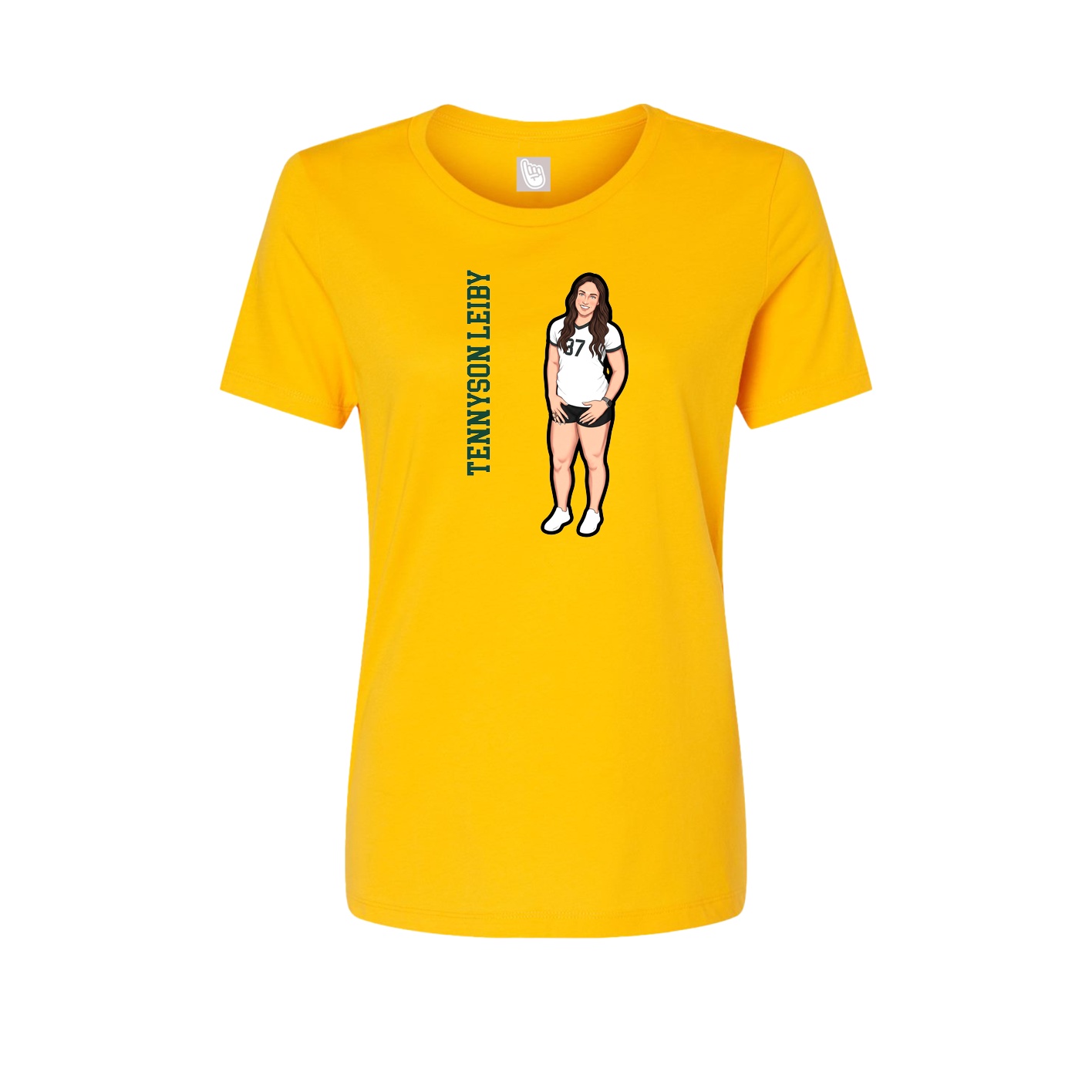 Fitted Women's Tee — Name Vertical in Gold