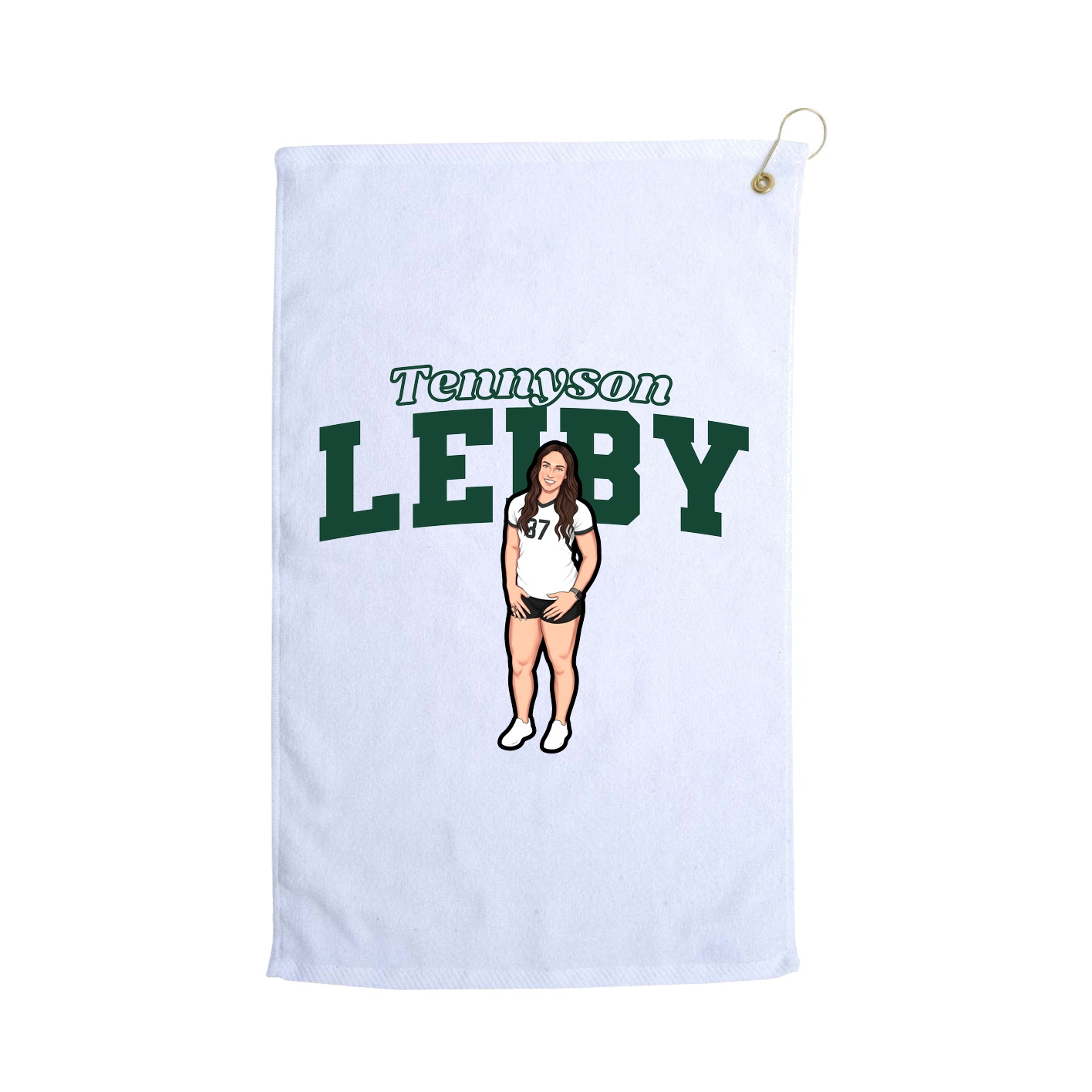 Golf Towel — Name Arch in White