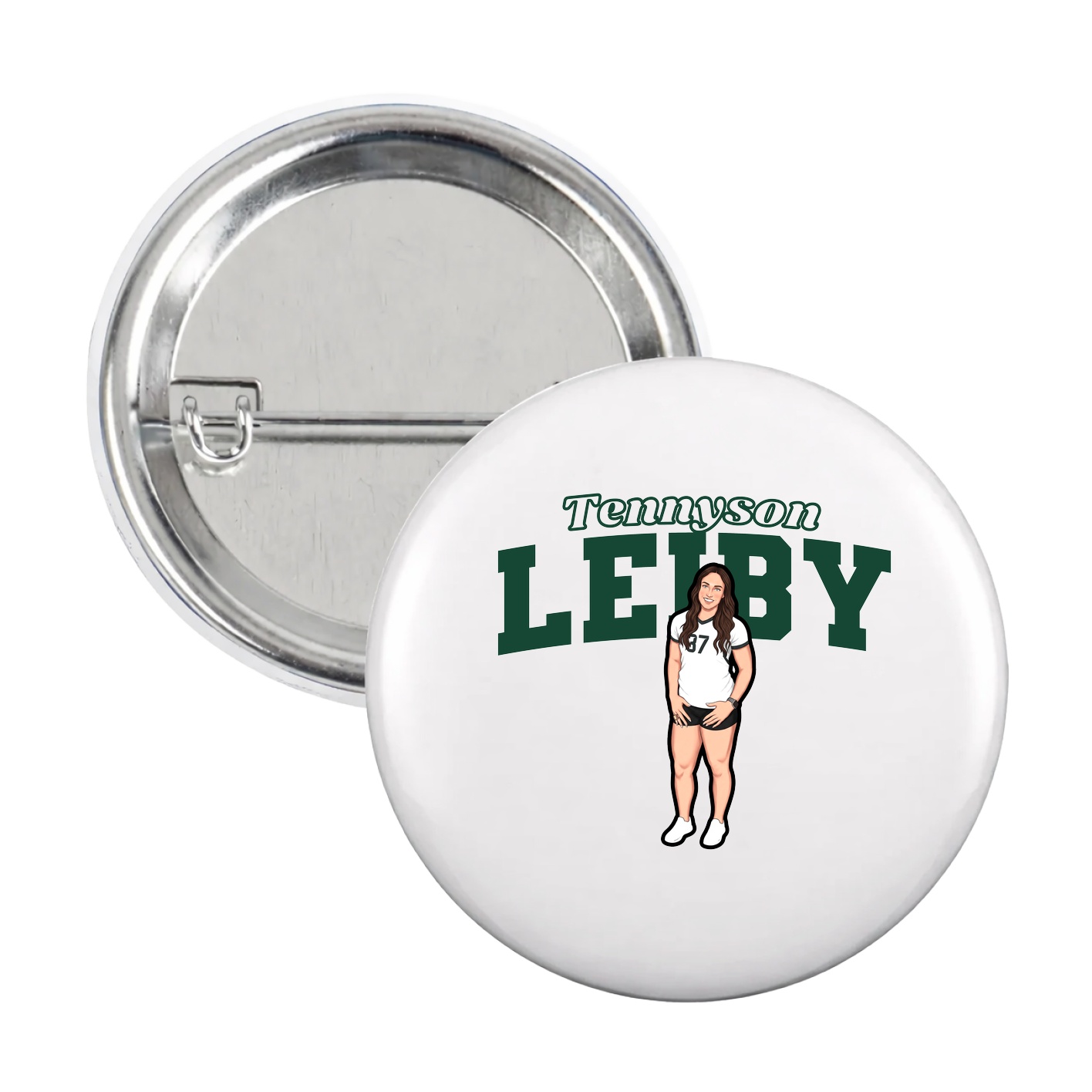 Game Day Button — Name Arch in White