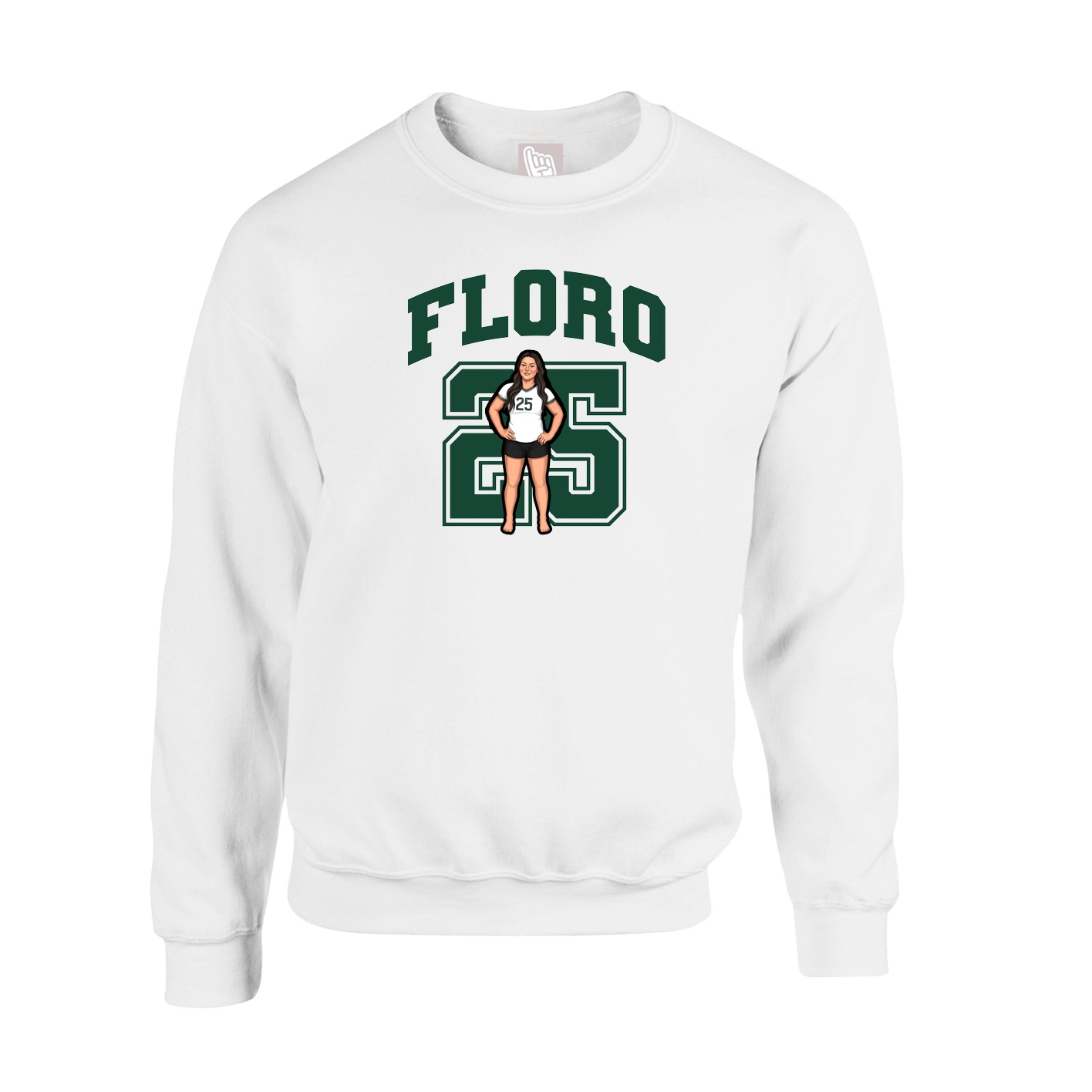 Fleece Crew — Number in White