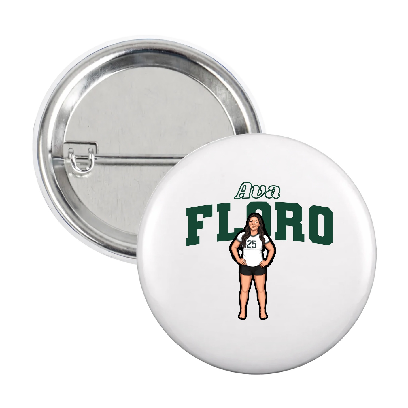 Game Day Button — Name Arch in White