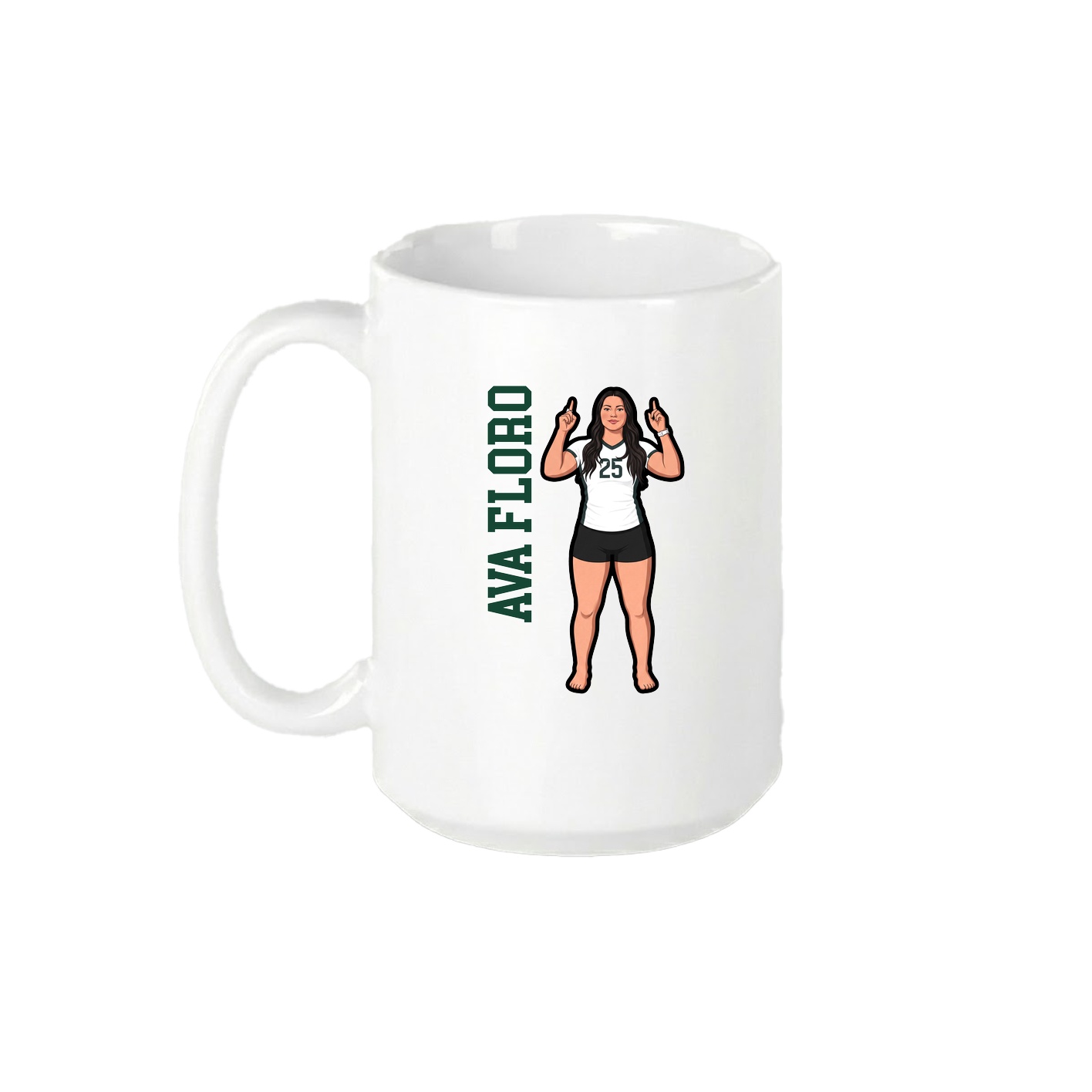 15oz Coffee Mug — Name Vertical in White