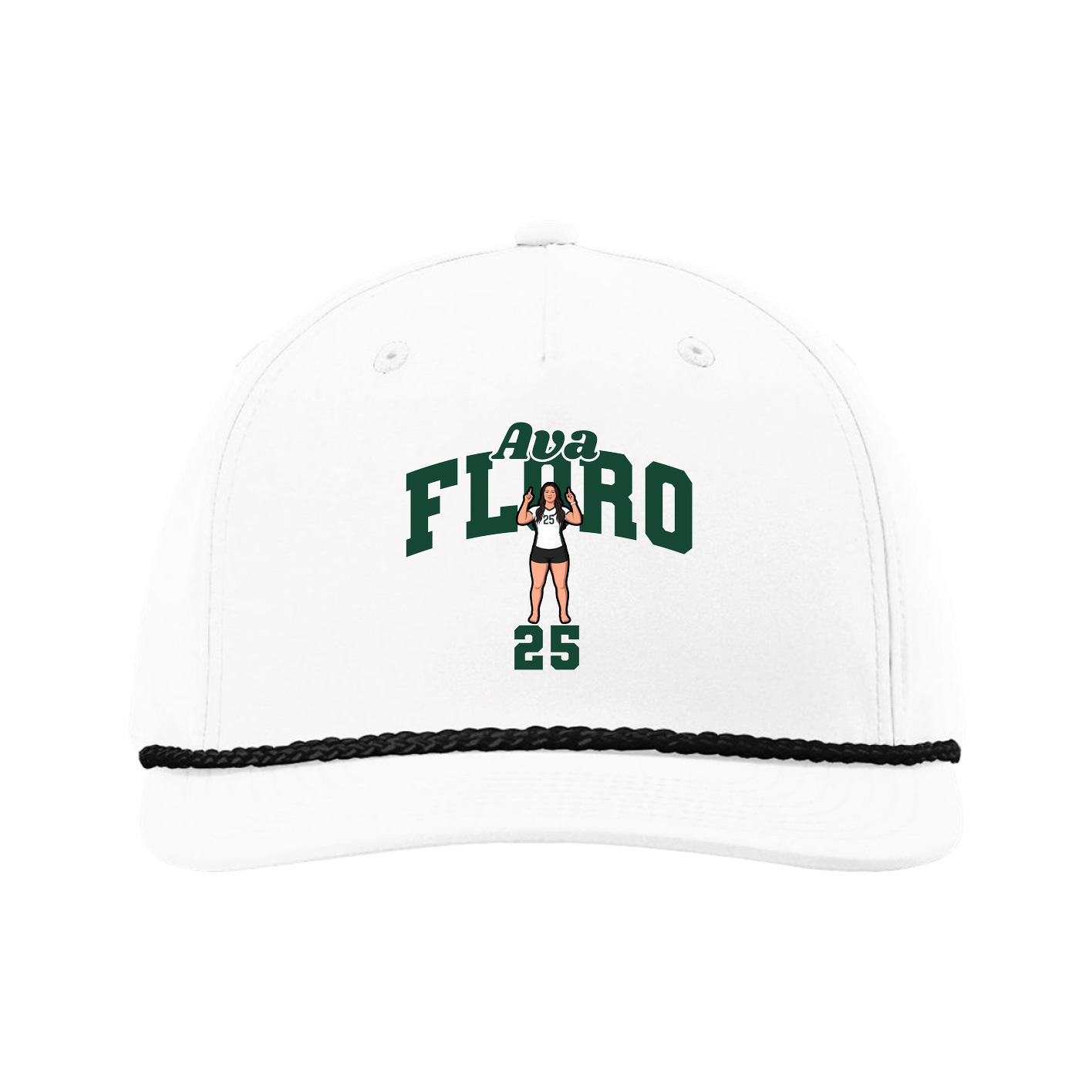 Five-Panel Classic Rope Cap — Signature Arch in White