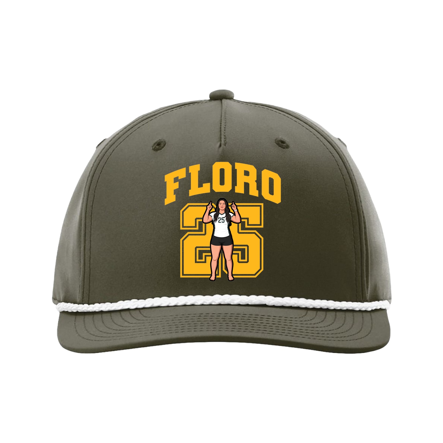 Five-Panel Classic Rope Cap — Number in Green