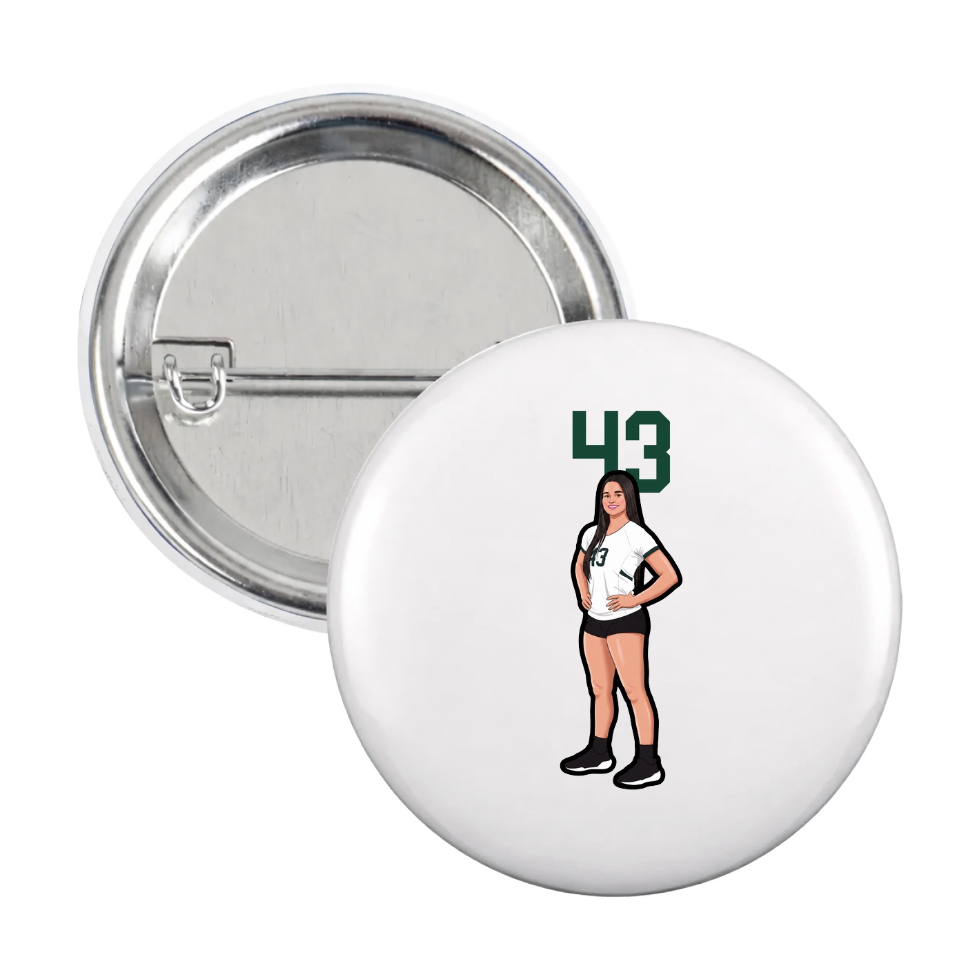 Game Day Button — Number Top in White