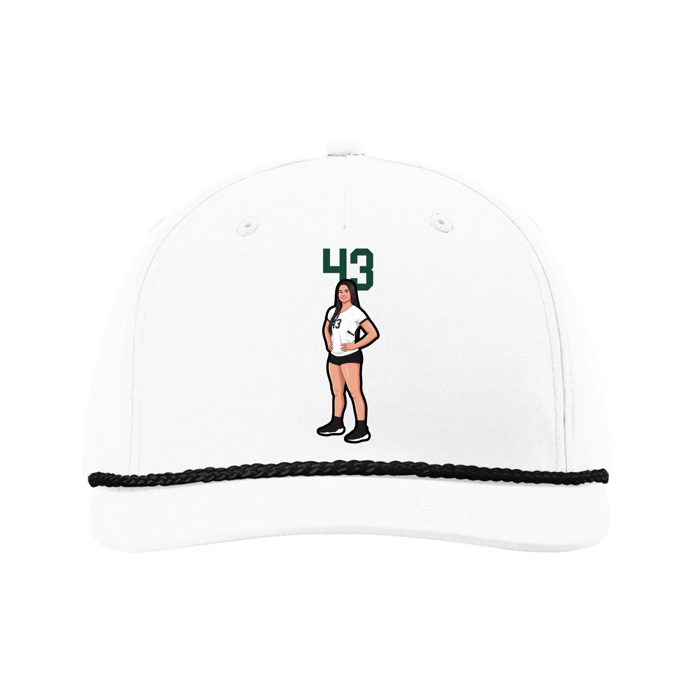 Five-Panel Classic Rope Cap — Number Top in White