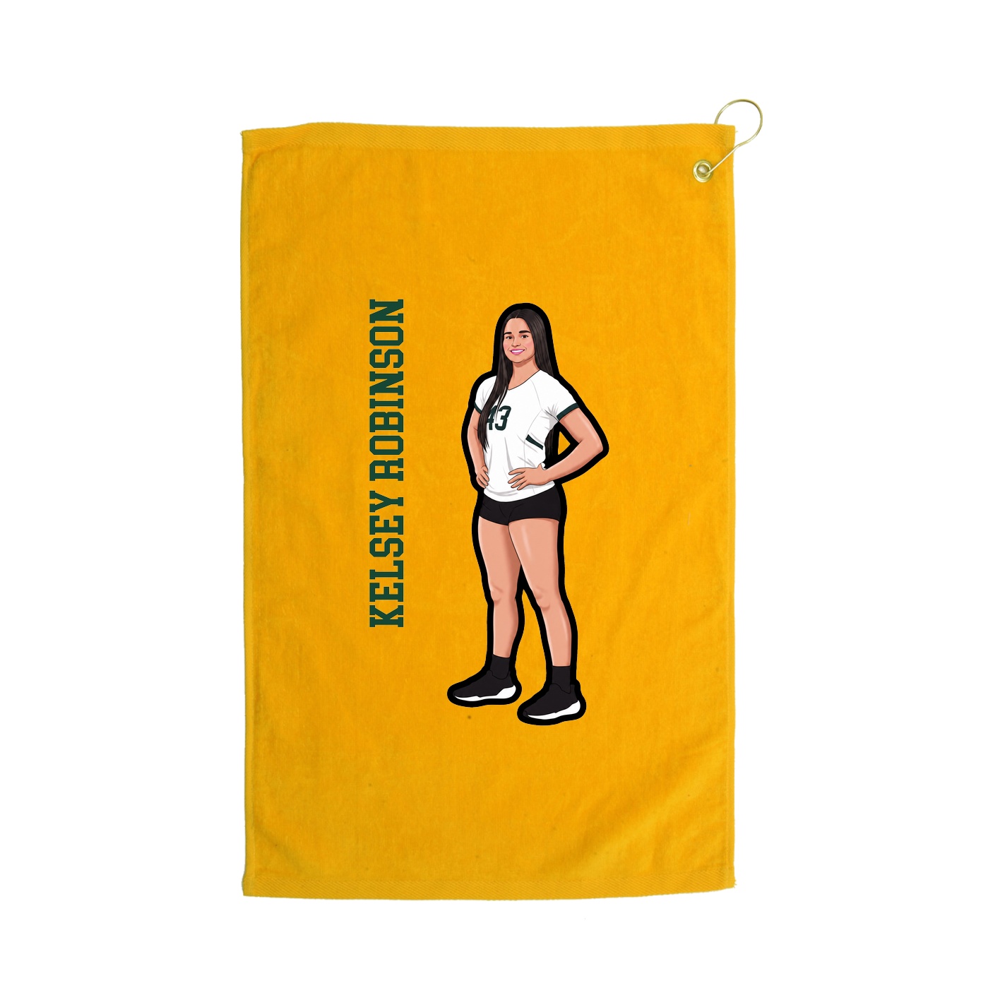 Golf Towel — Name Vertical in Gold