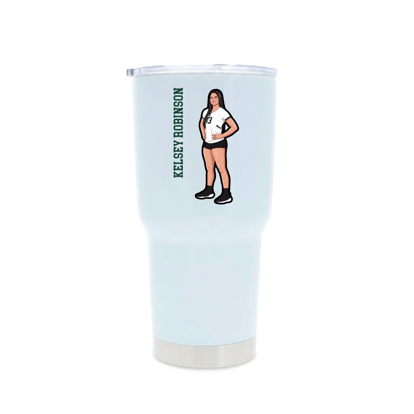 30oz Stainless Steel Tumbler — Name Vertical in White