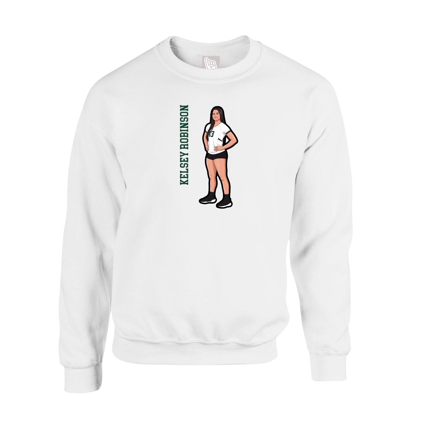 Fleece Crew — Name Vertical in White