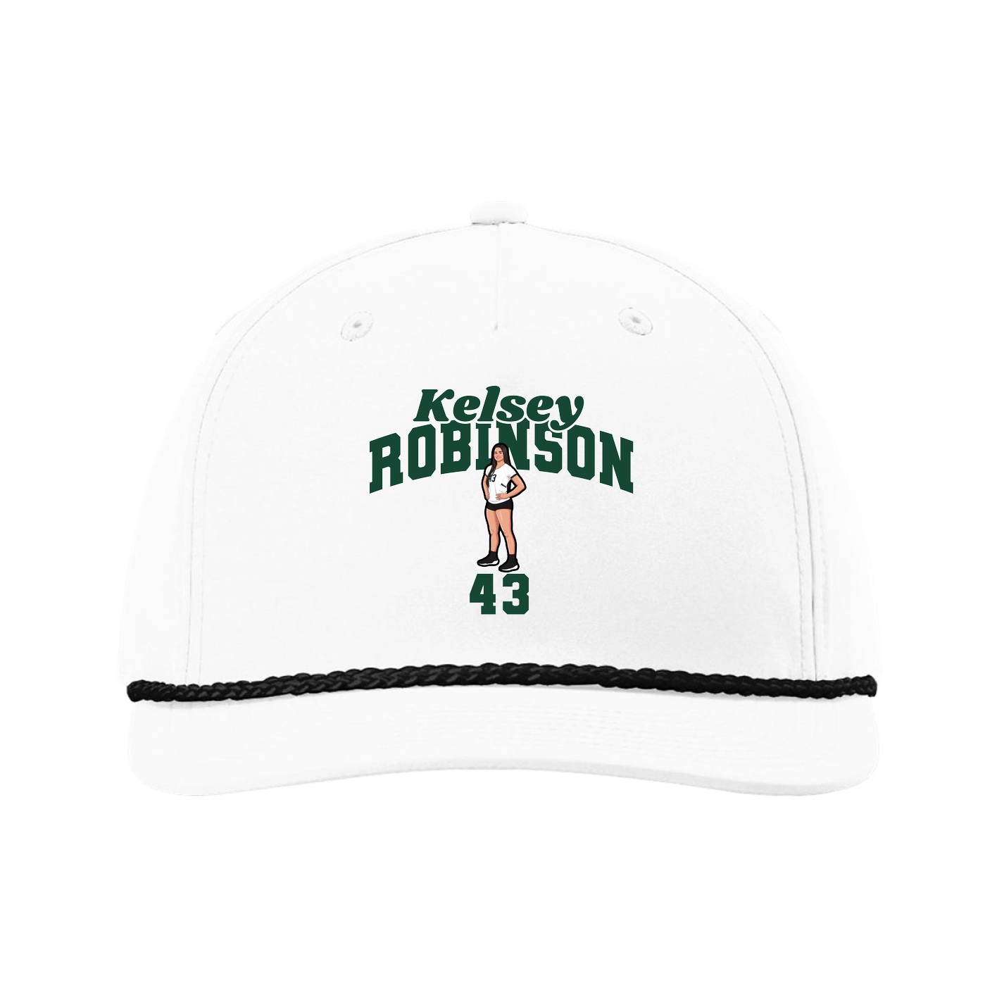 Five-Panel Classic Rope Cap — Signature Arch in White