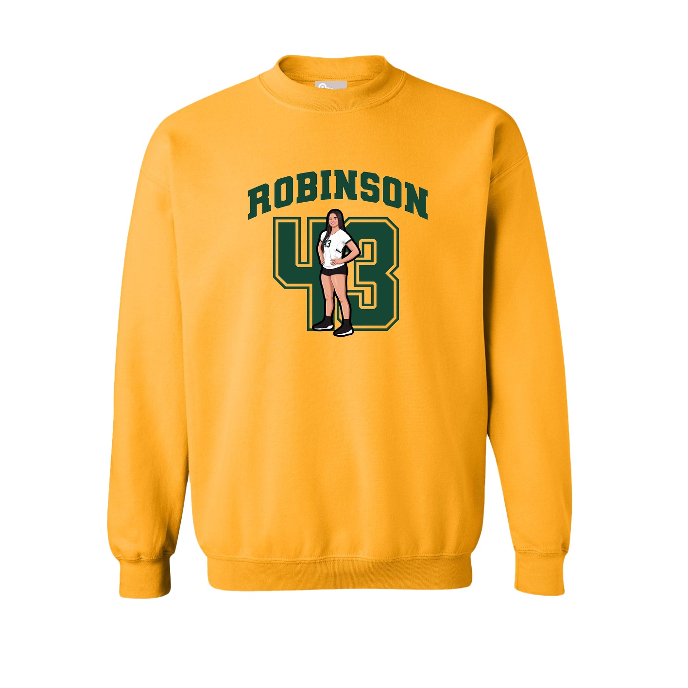 Fleece Crew — Number in Gold