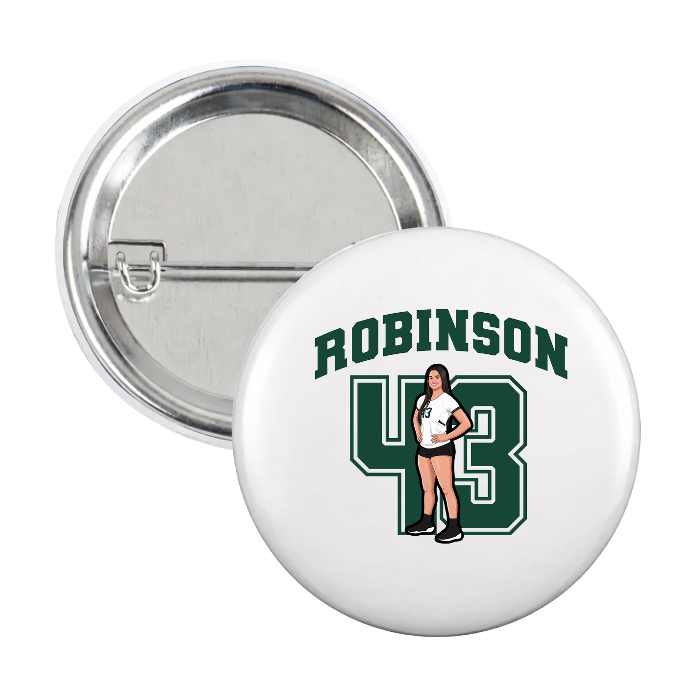Game Day Button — Number in White