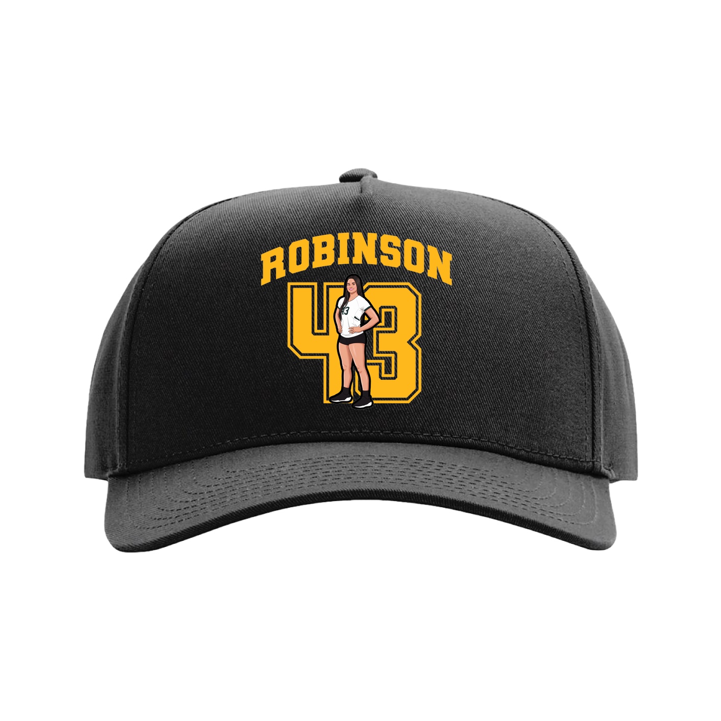 Full Fabric Five-Panel Champ Cap — Number in Black