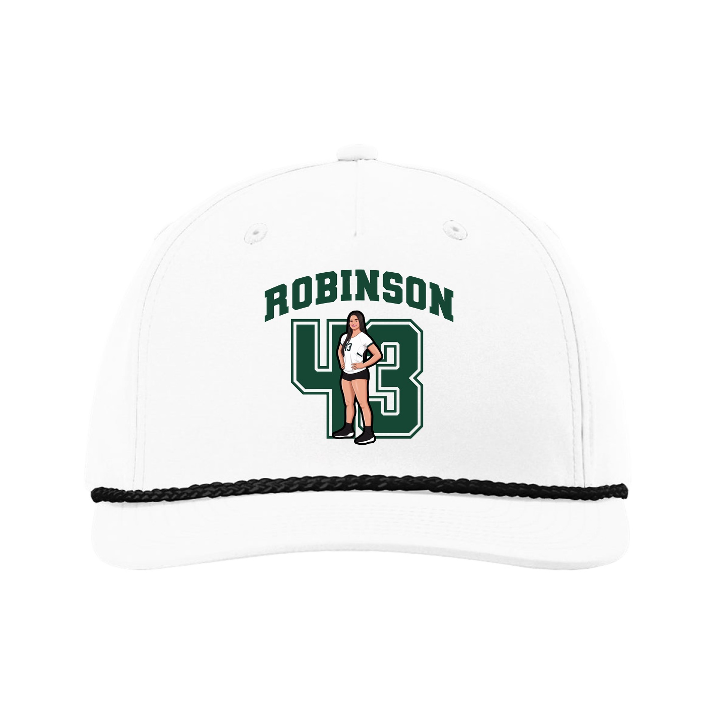 Five-Panel Classic Rope Cap — Number in White