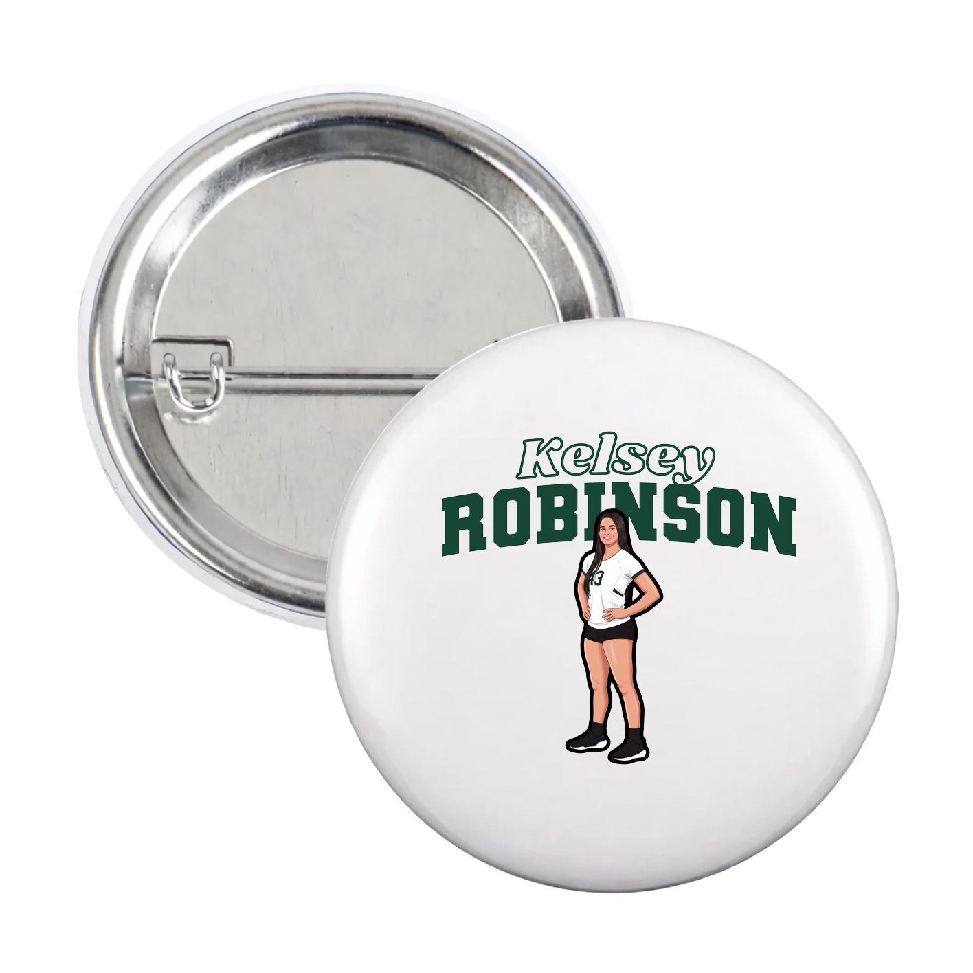 Game Day Button — Name Arch in White