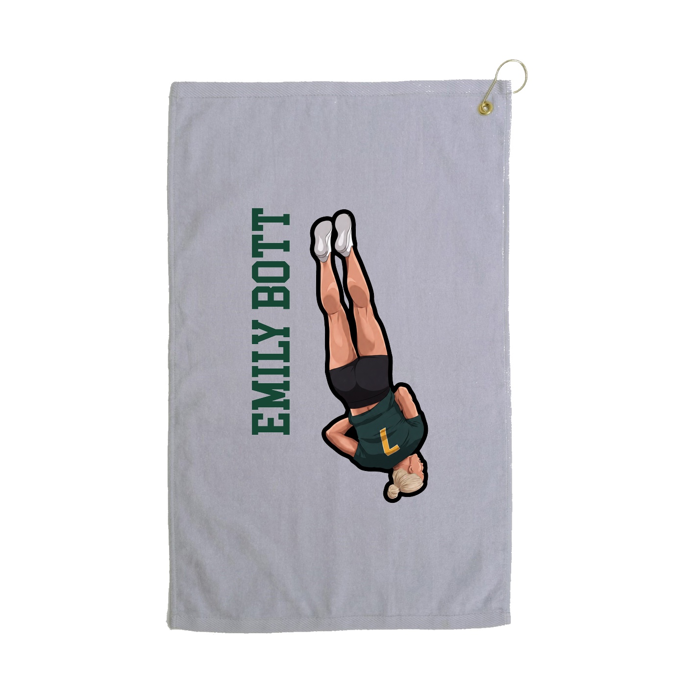 Golf Towel — Name Vertical in Grey