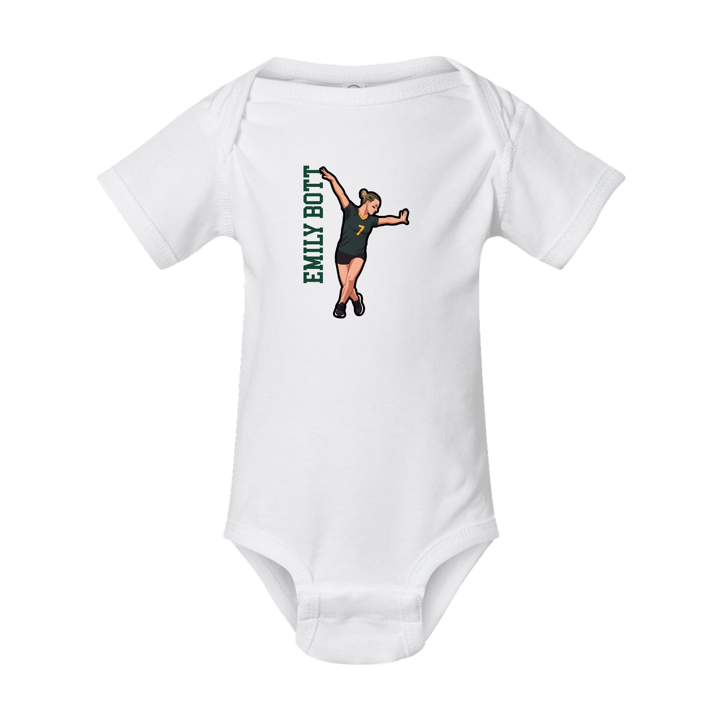 Baby Onesie — Name Vertical in White