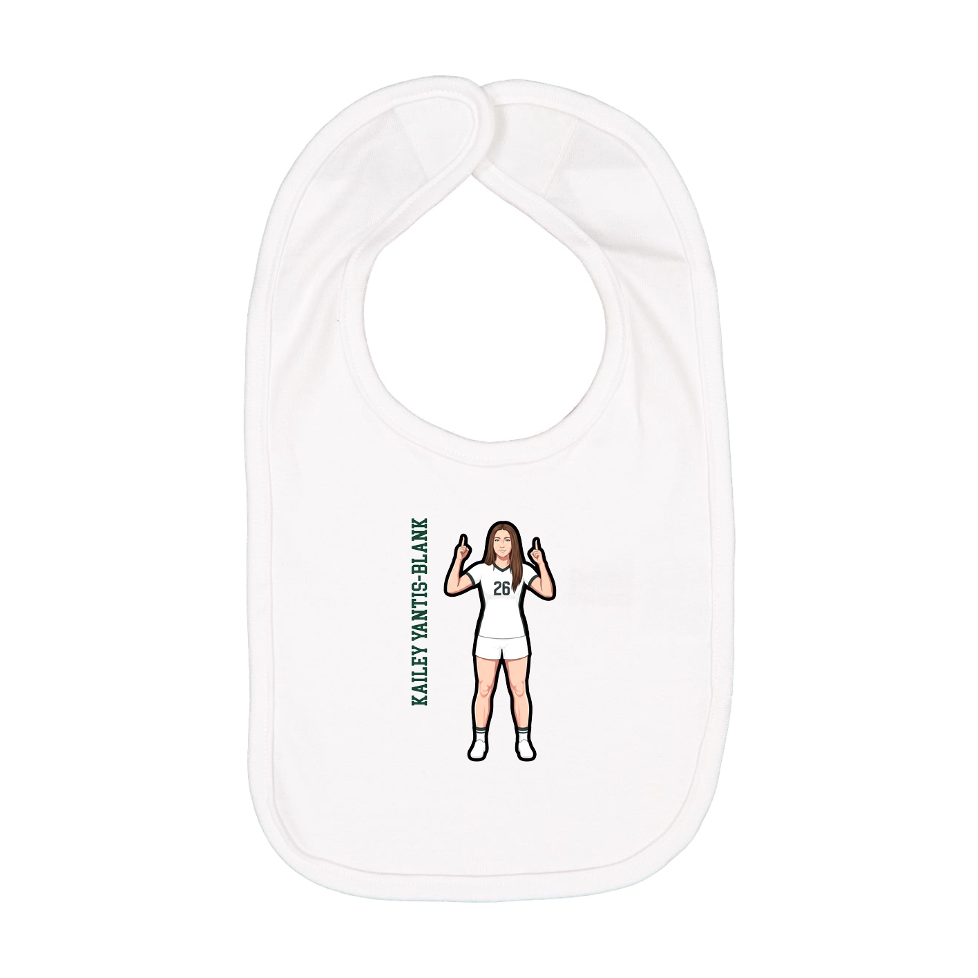 Infant Bib — Name Vertical in White