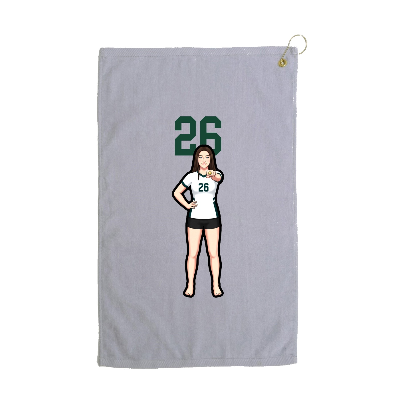 Golf Towel — Number Top in Grey