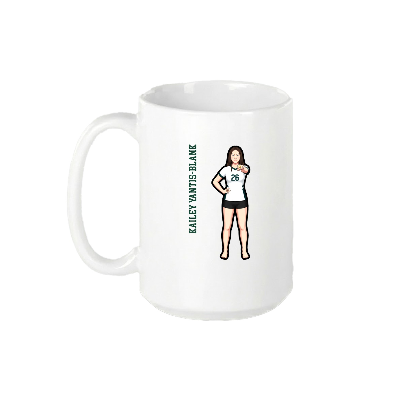 15oz Coffee Mug — Name Vertical in White