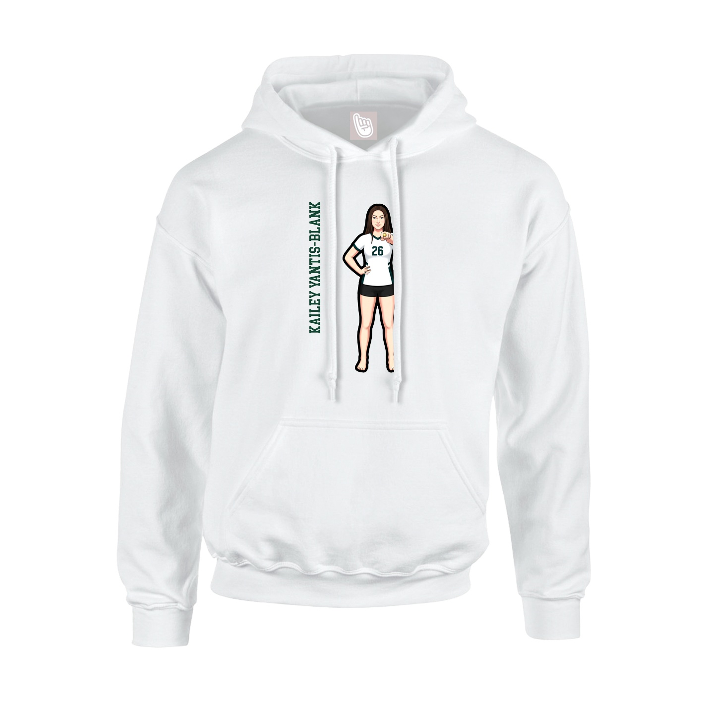 Youth Hoodie — Name Vertical in White