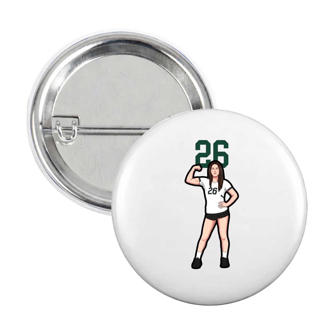 Game Day Button — Number Top in White