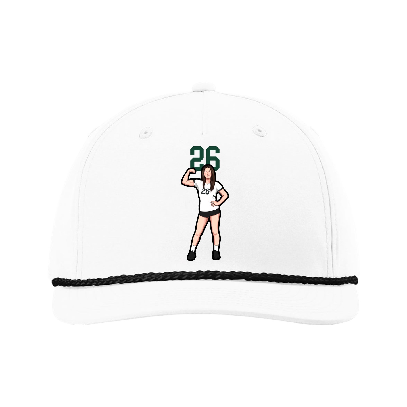 Five-Panel Classic Rope Cap — Number Top in White