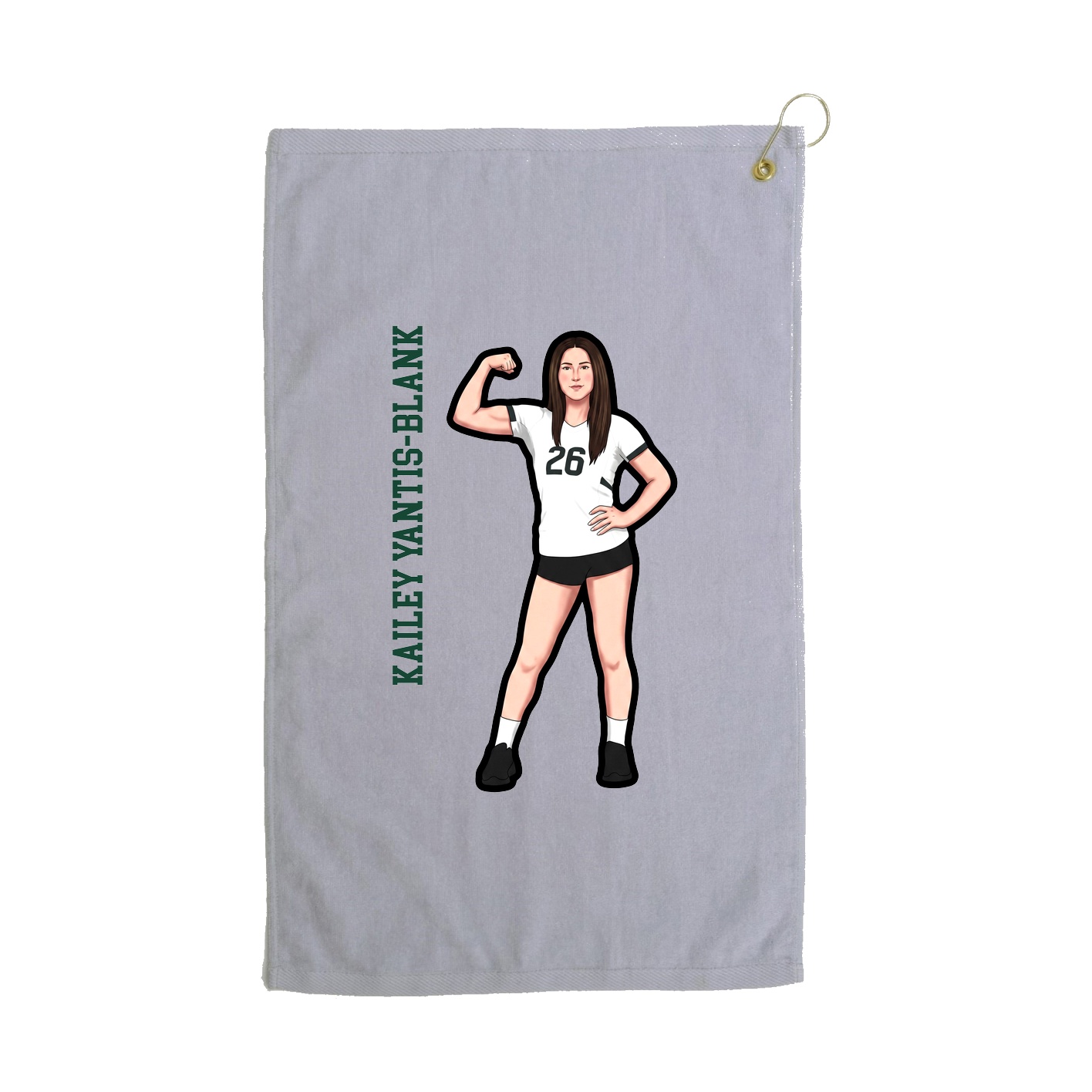 Golf Towel — Name Vertical in Grey