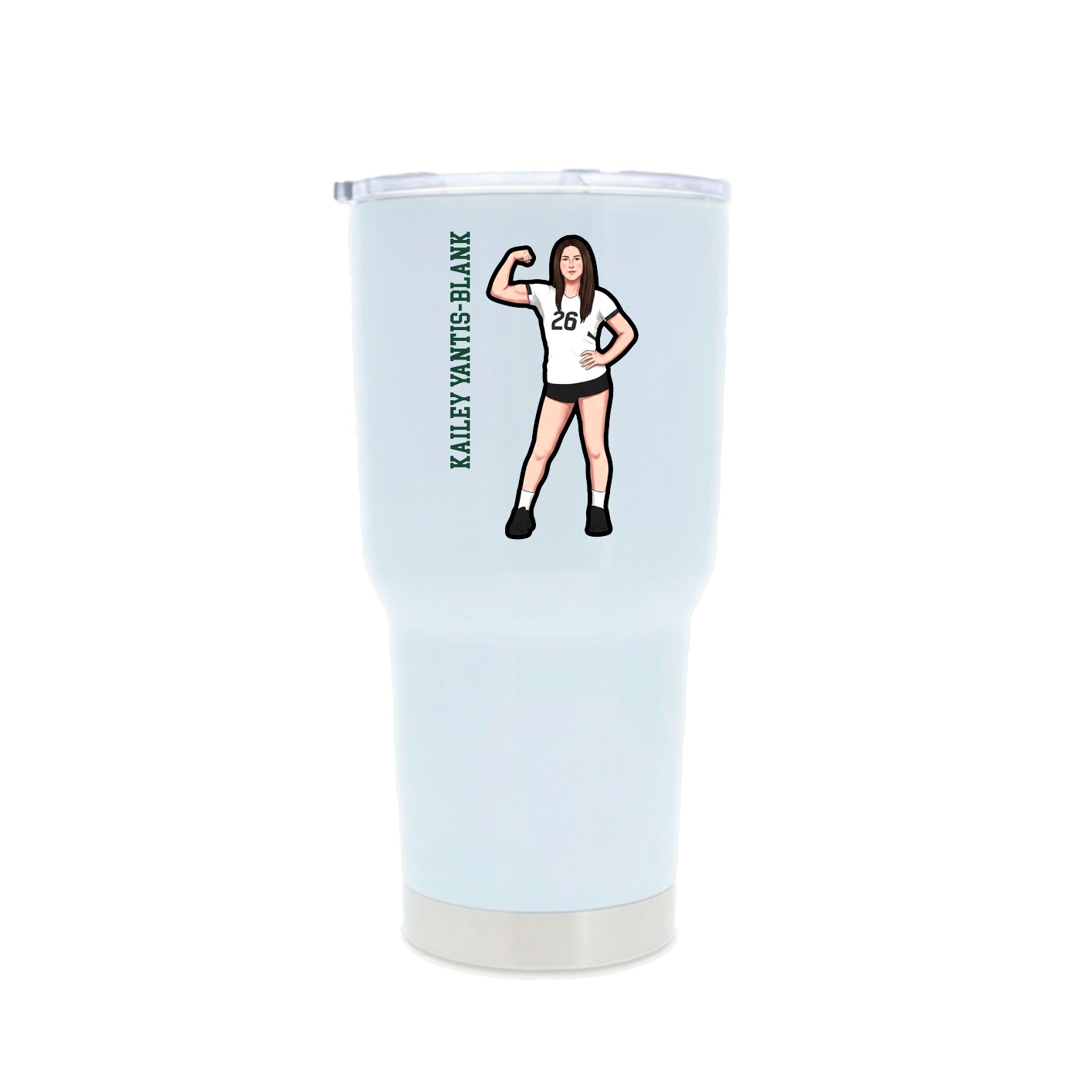 30oz Stainless Steel Tumbler — Name Vertical in White