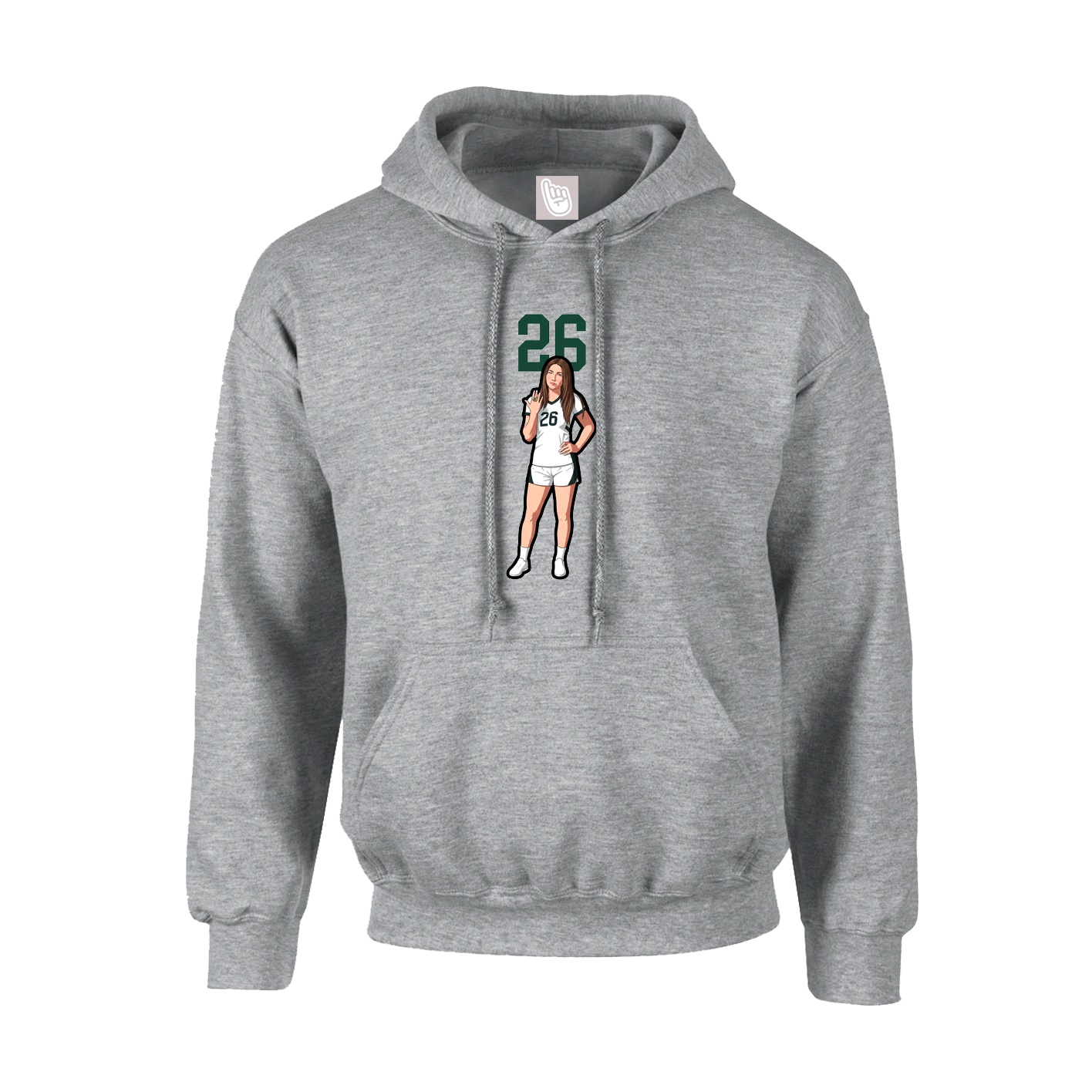 Youth Hoodie — Number Top in Grey