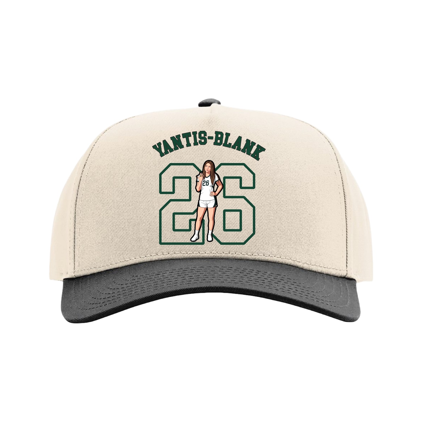 Full Fabric Five-Panel Champ Cap — Shirsey Arch in Cream/Black