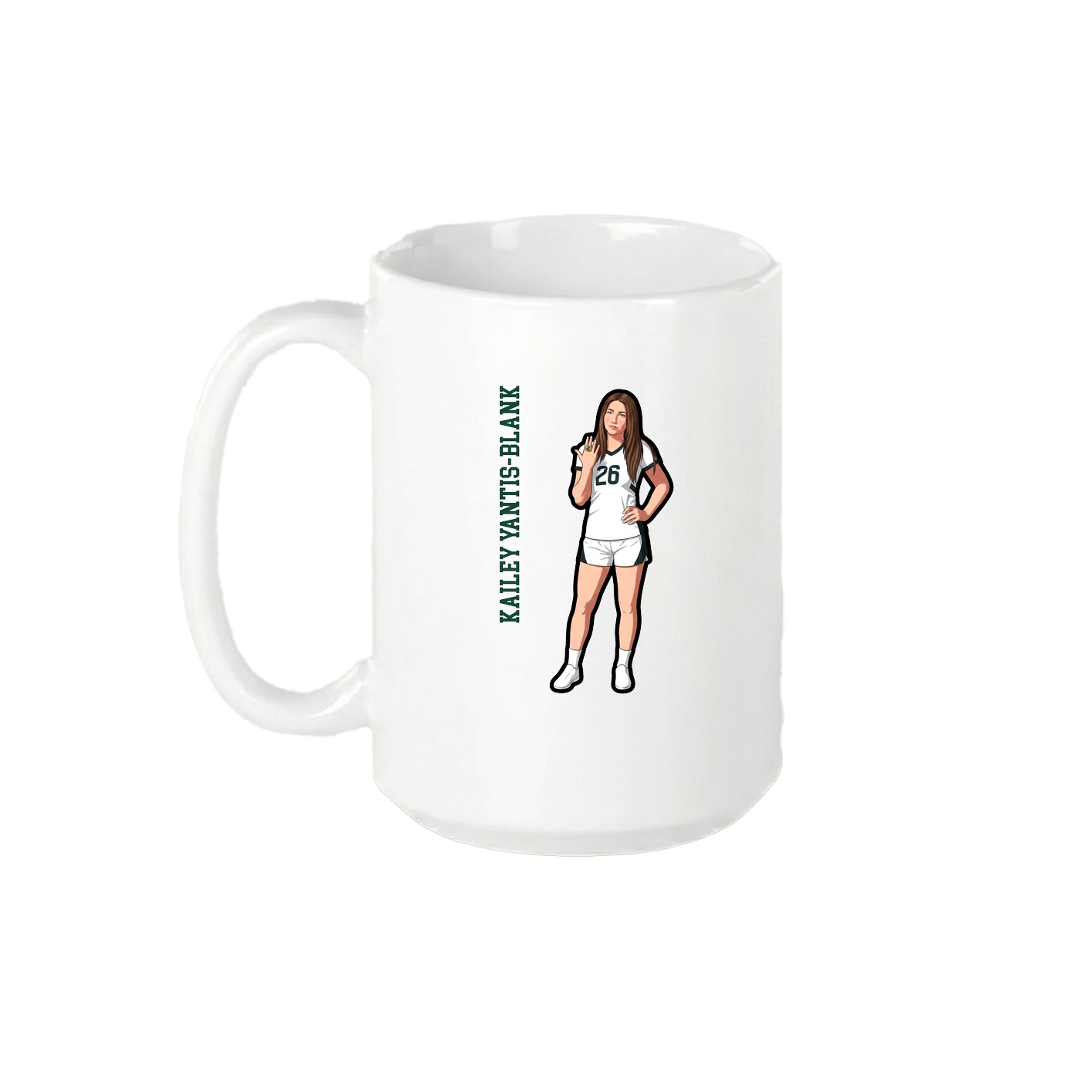 15oz Coffee Mug — Name Vertical in White