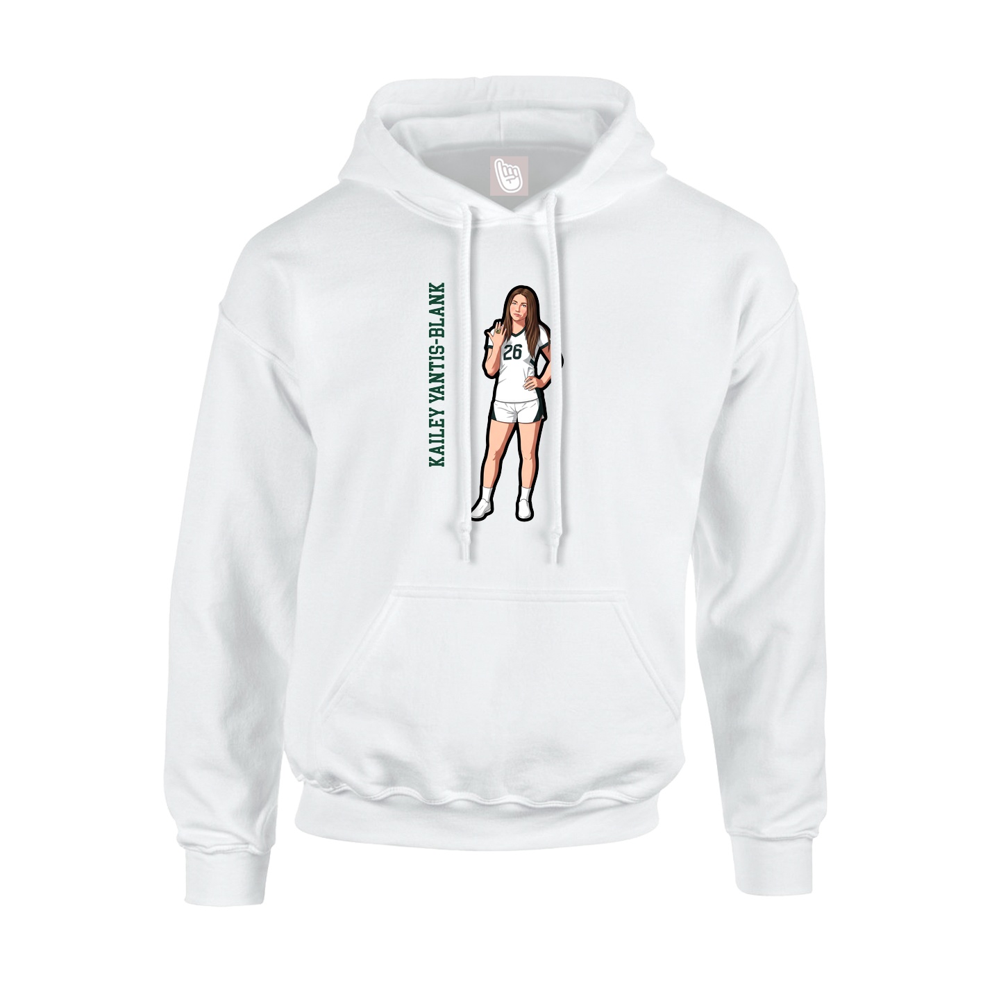 Youth Hoodie — Name Vertical in White