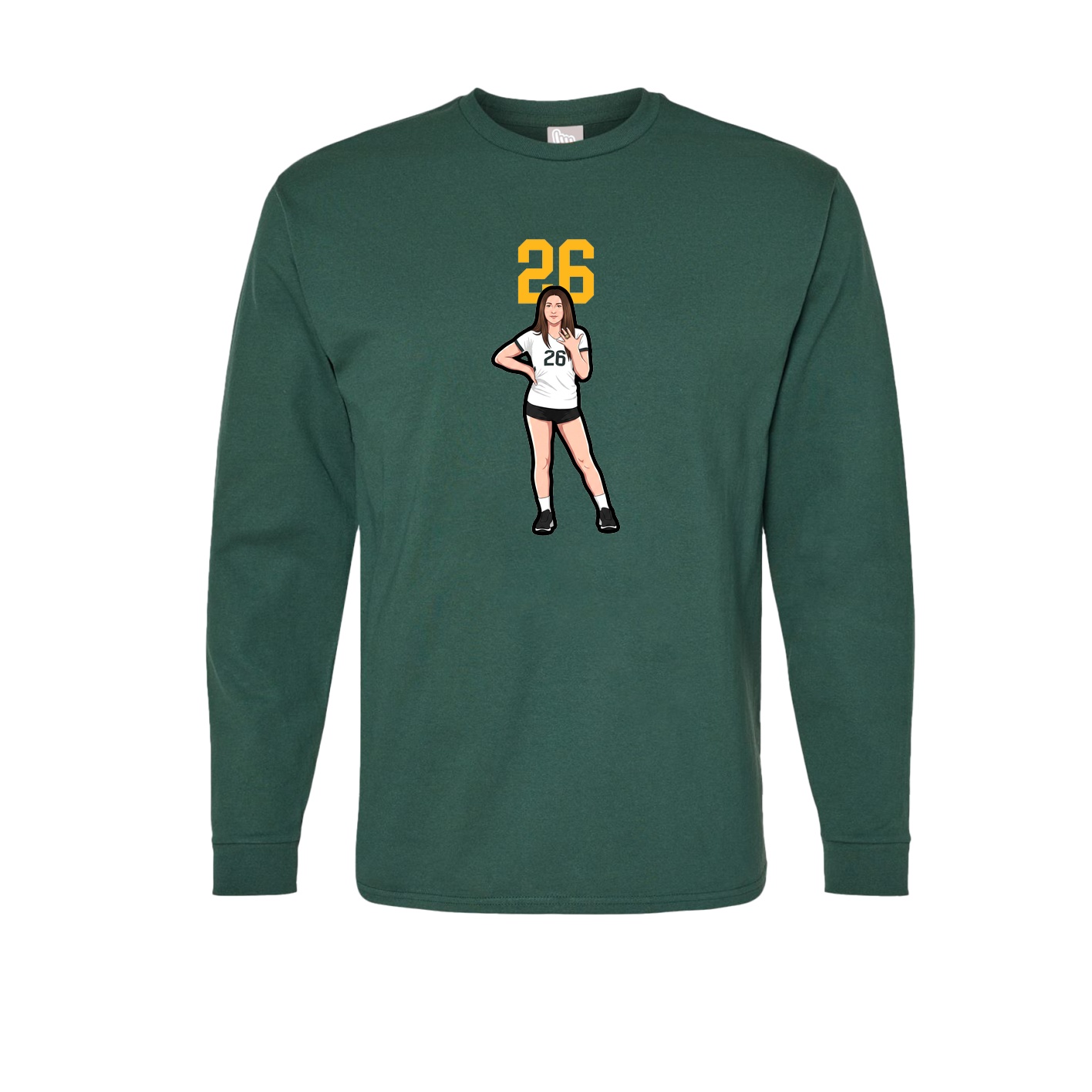 Long Sleeve Tee — Number Top in Green