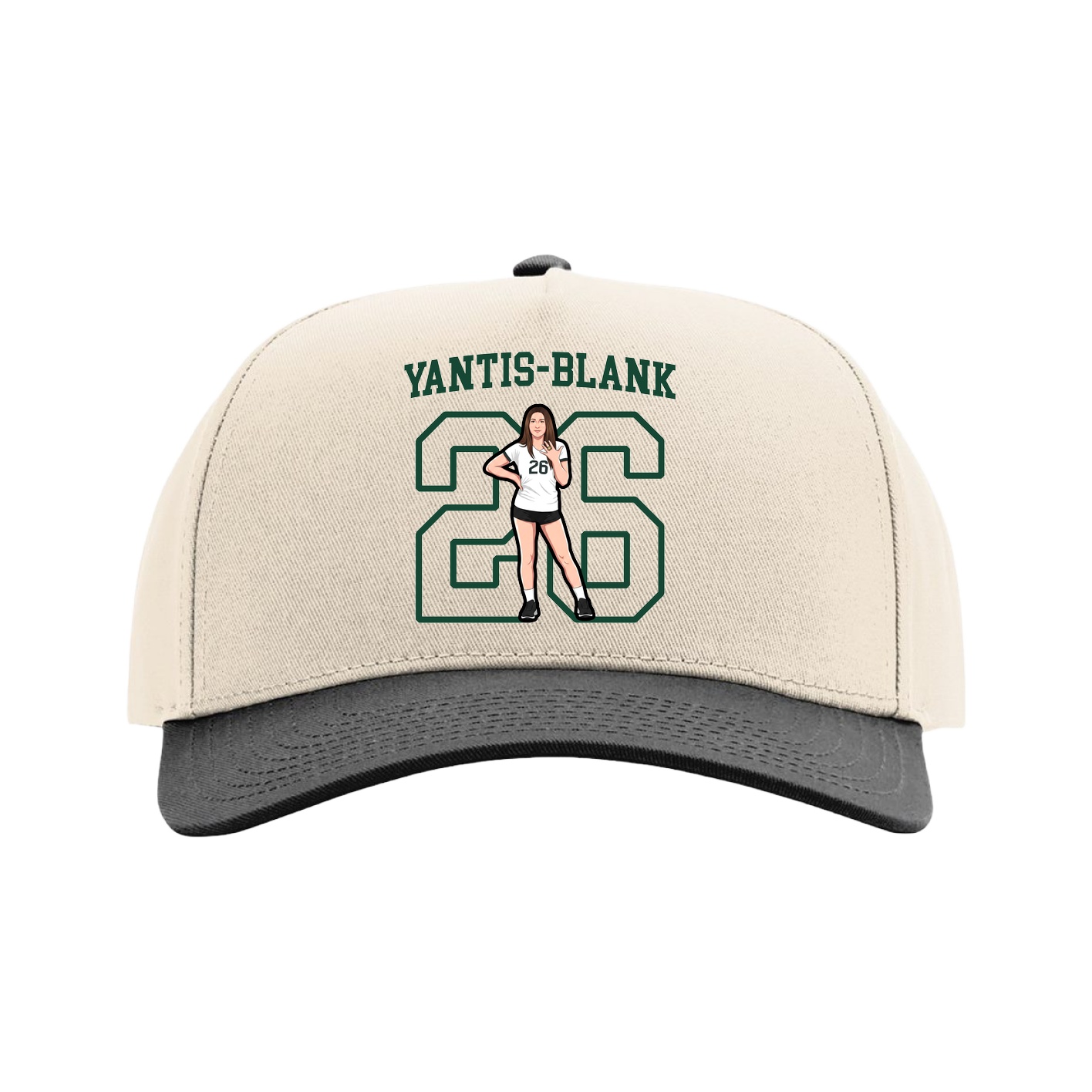 Full Fabric Five-Panel Champ Cap — Shirsey in Cream/Black