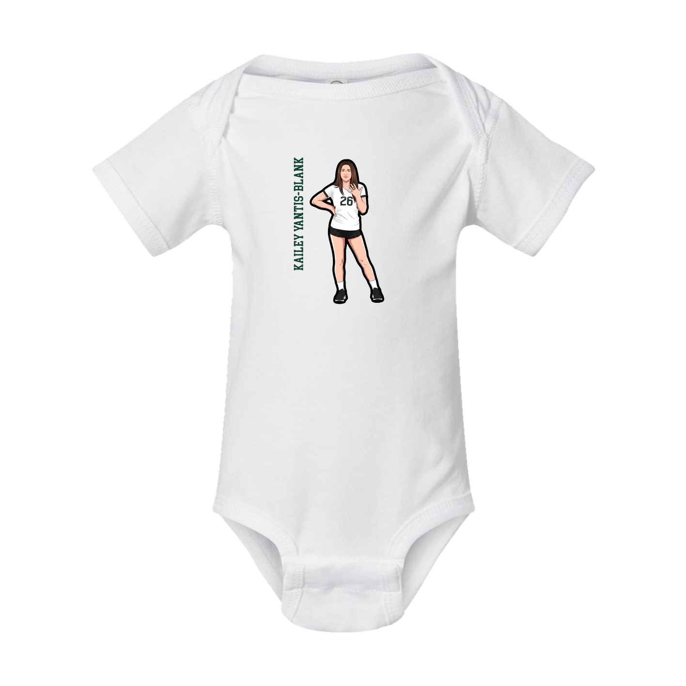 Baby Onesie — Name Vertical in White