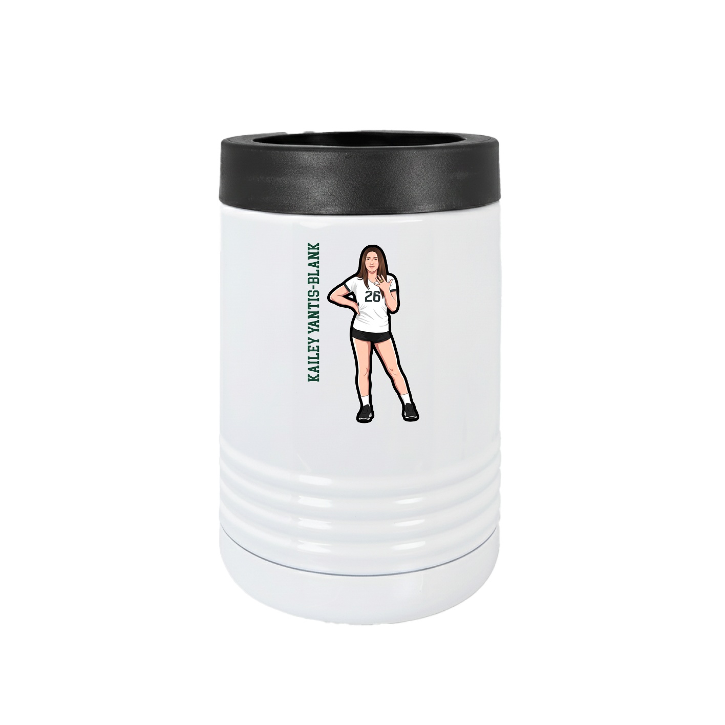 Beverage Holder — Name Vertical in White
