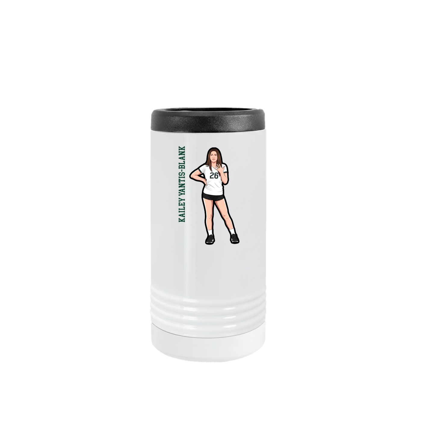 Slim Beverage Holder — Name Vertical in White