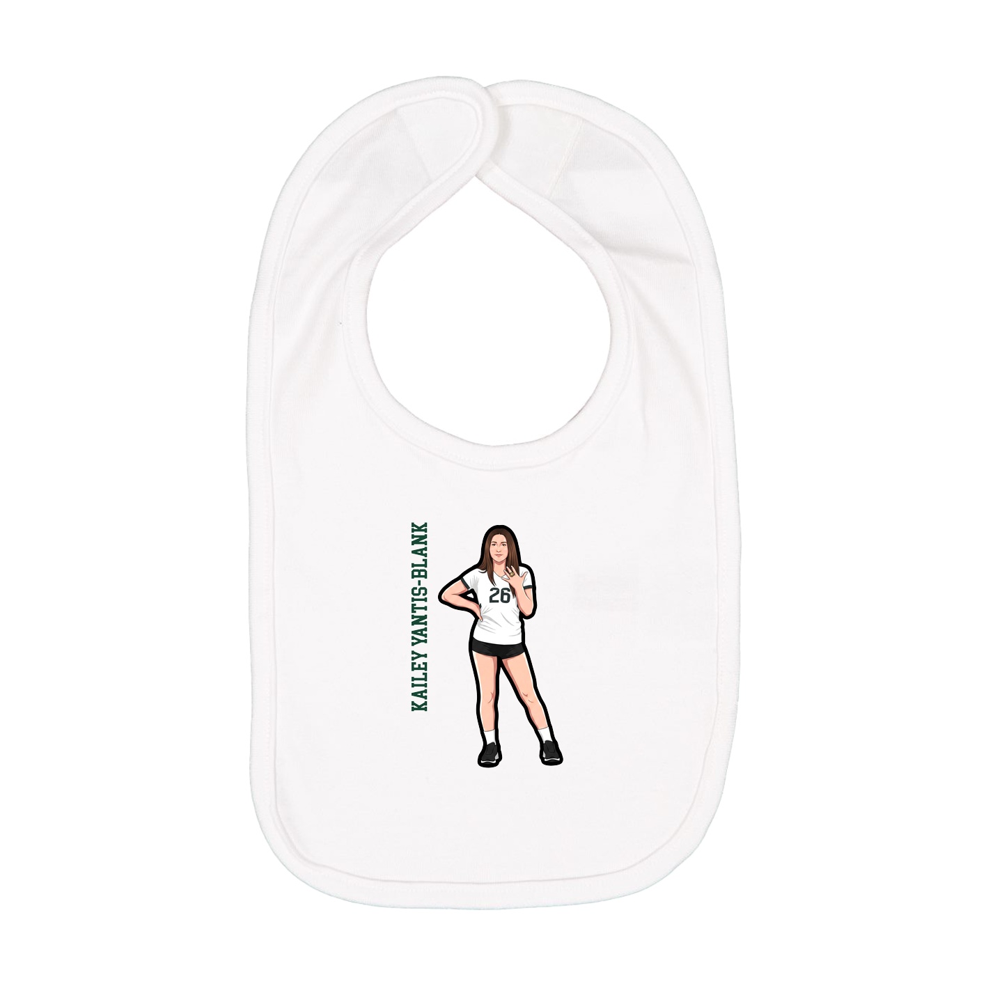 Infant Bib — Name Vertical in White