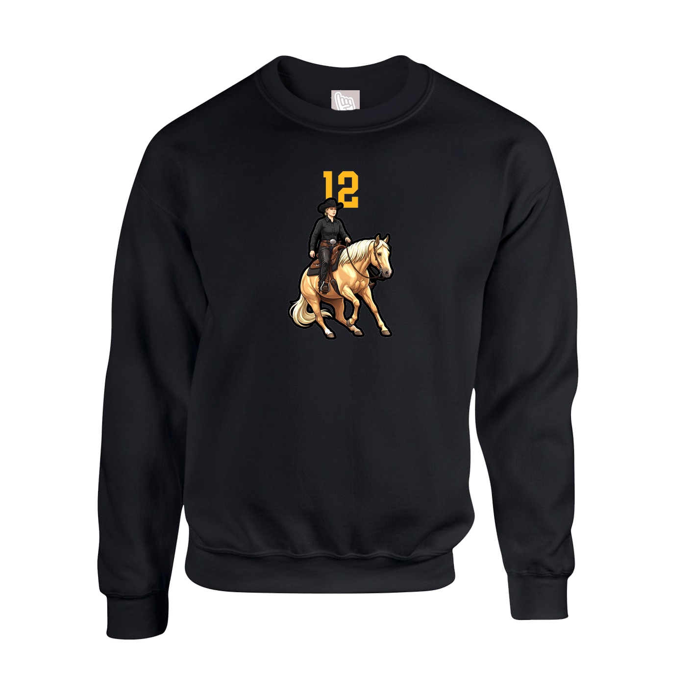 Fleece Crew — Number Top in Black