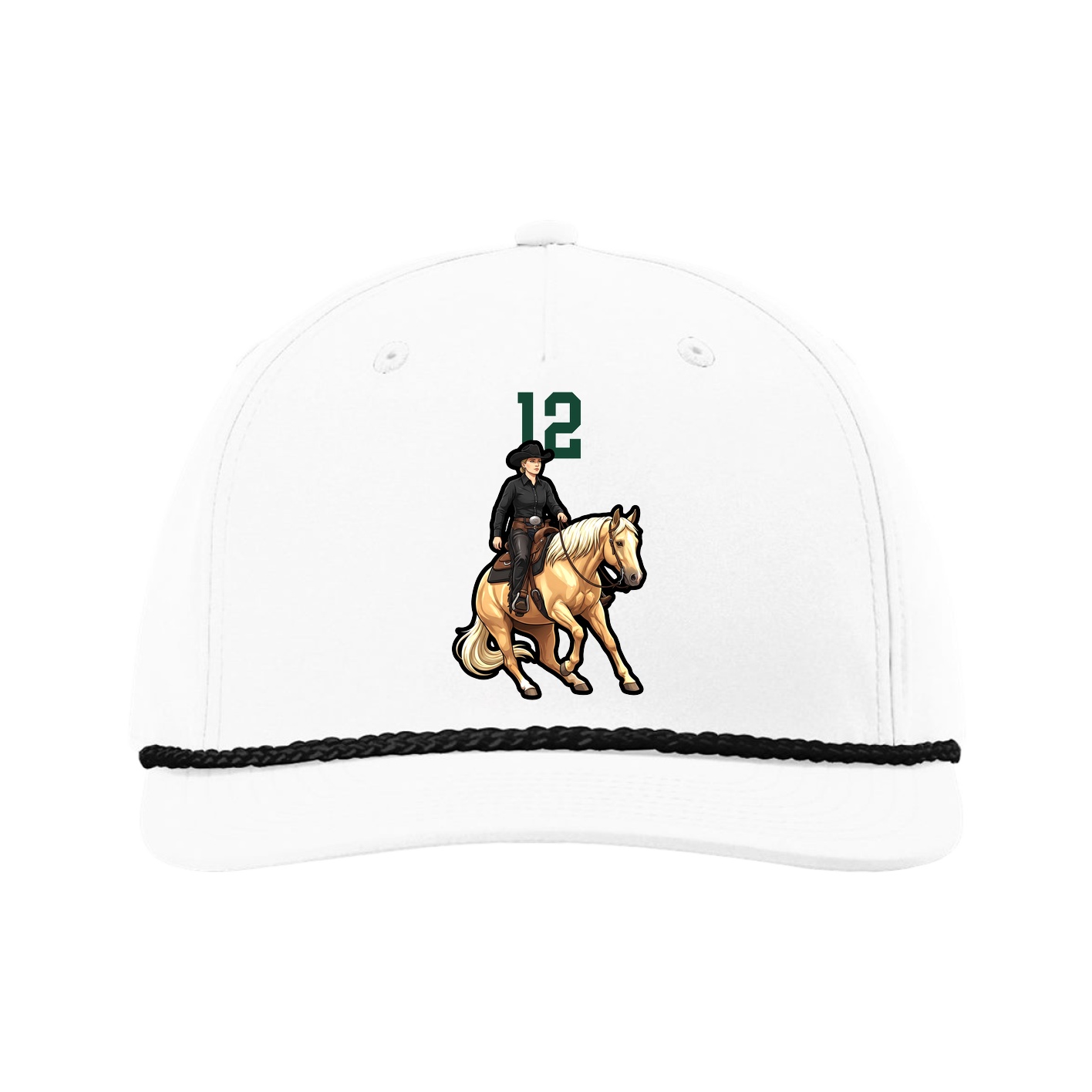 Five-Panel Classic Rope Cap — Number Top in White