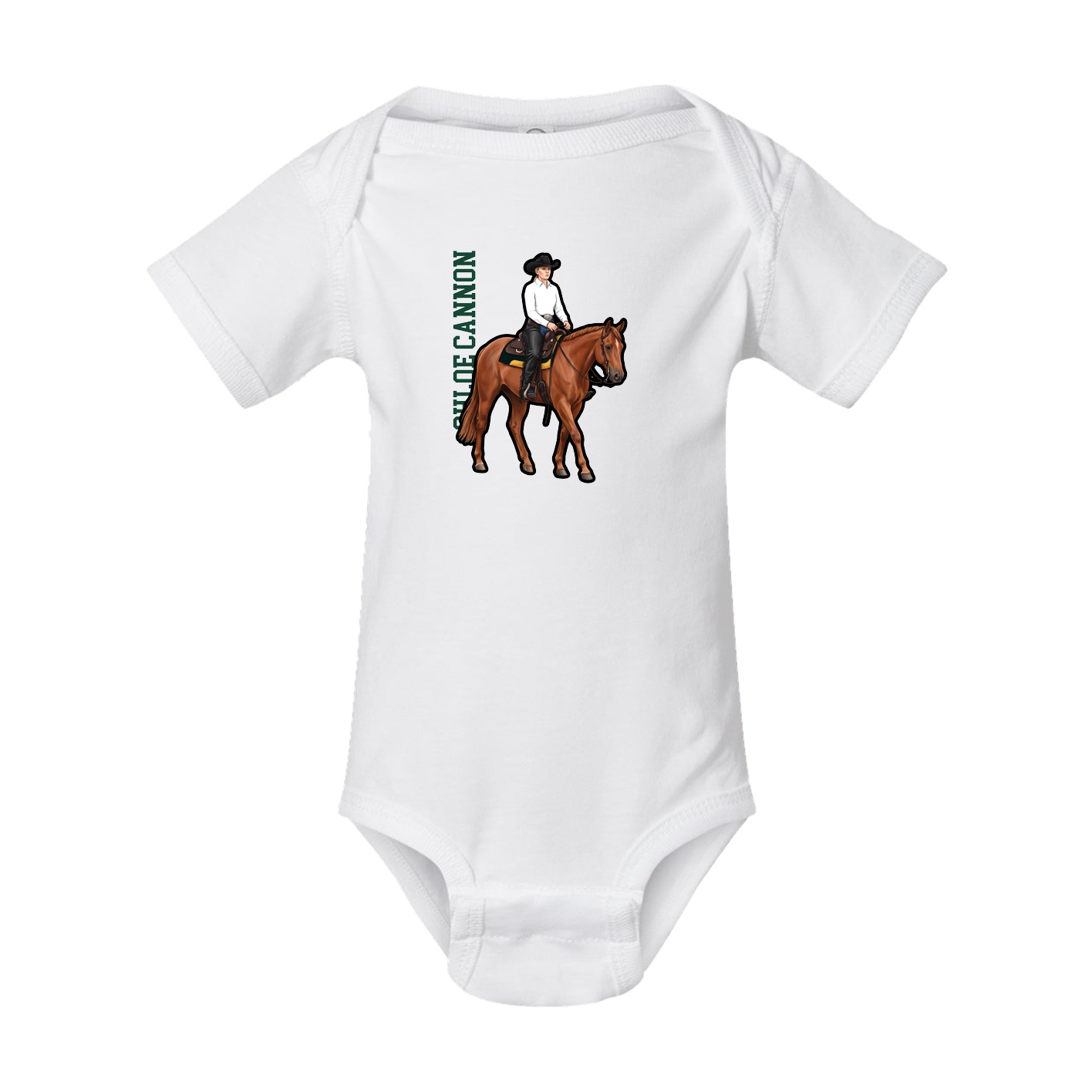 Baby Onesie — Name Vertical in White