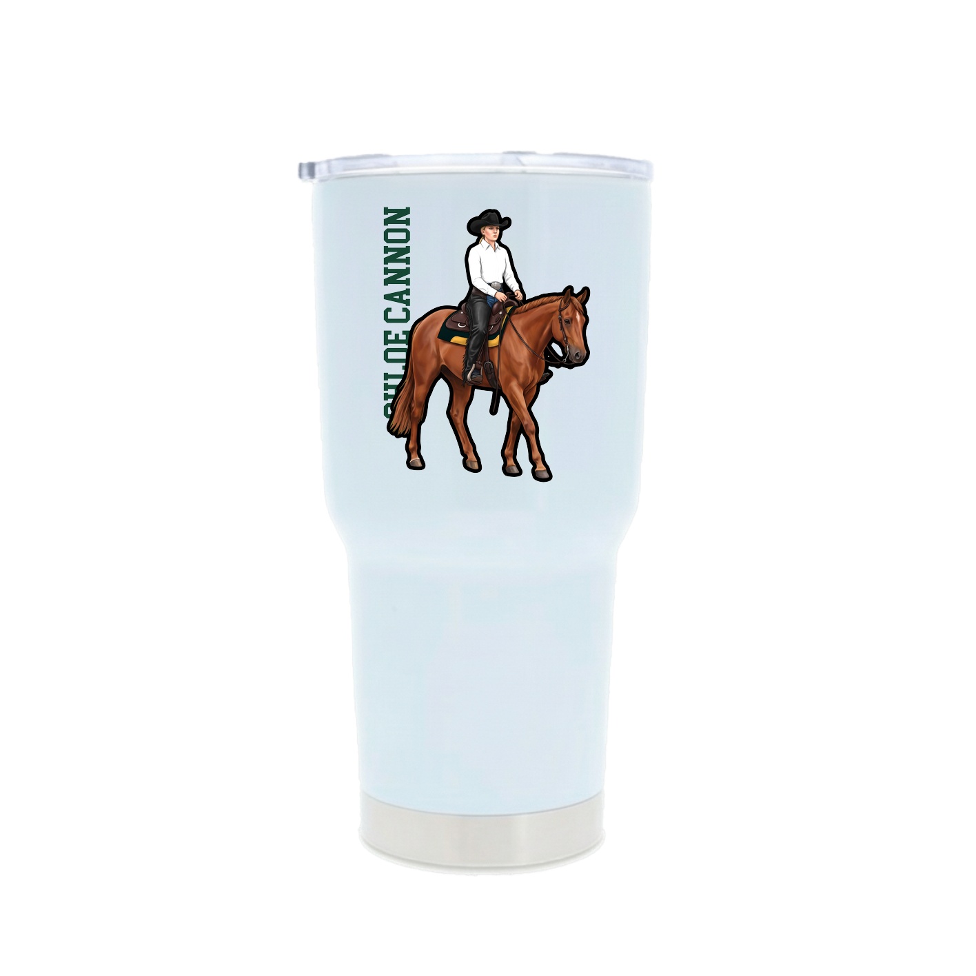 30oz Stainless Steel Tumbler — Name Vertical in White
