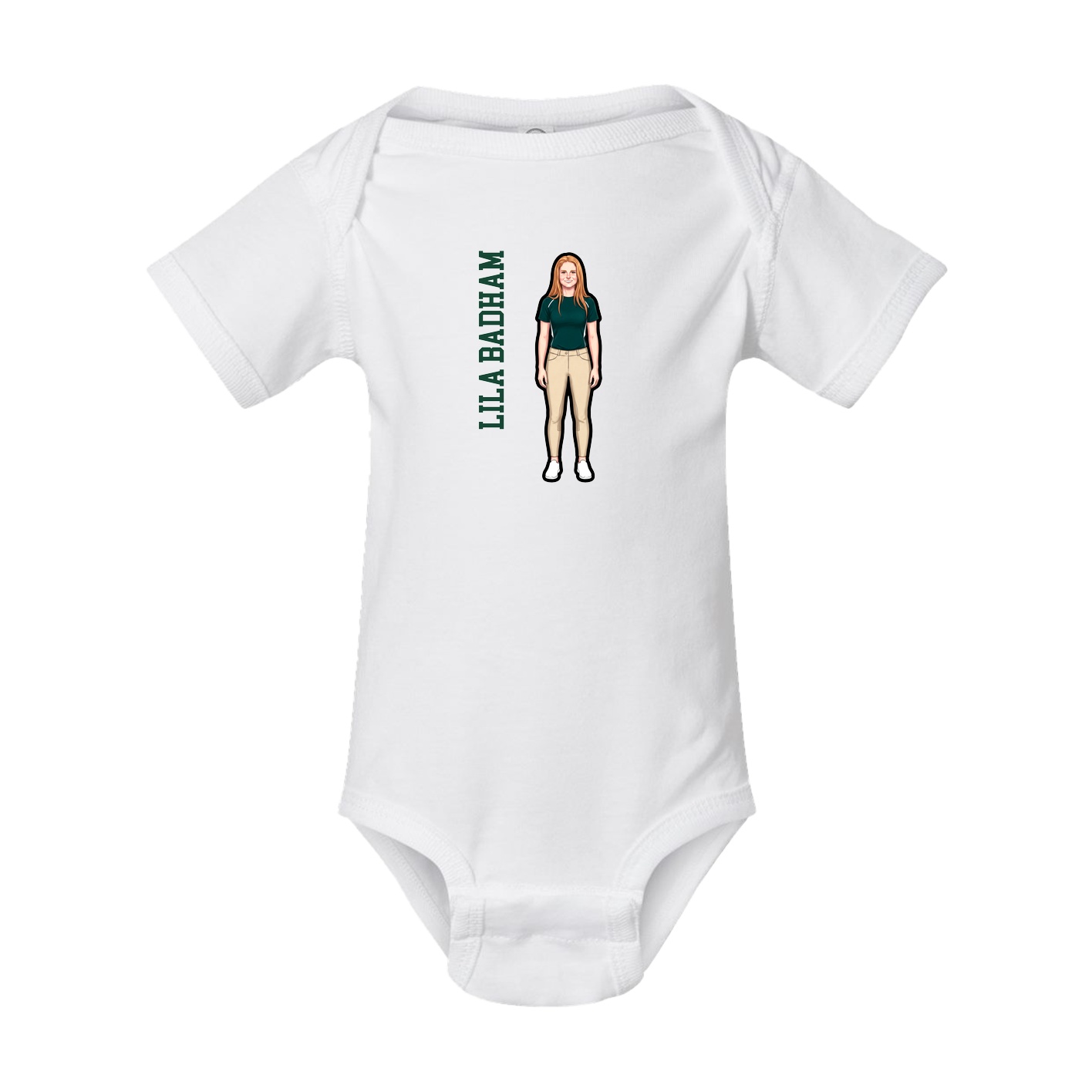 Baby Onesie — Name Vertical in White