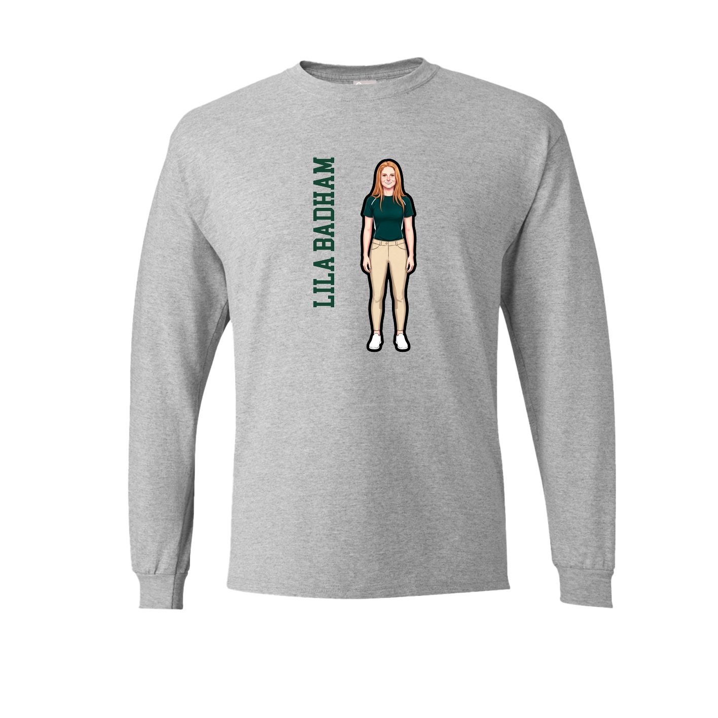 Long Sleeve Tee — Name Vertical in Grey