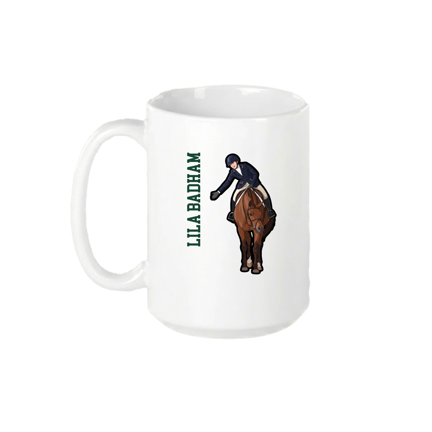 15oz Coffee Mug — Name Vertical in White